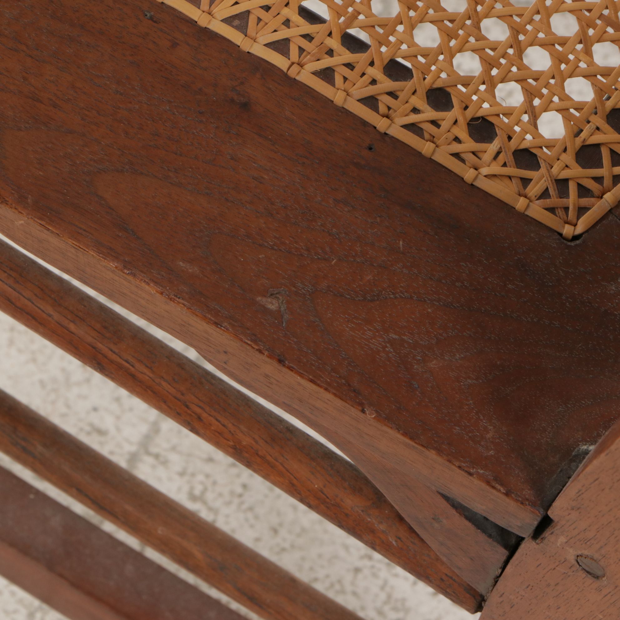 Cane and Carved Wood Rocking Chair