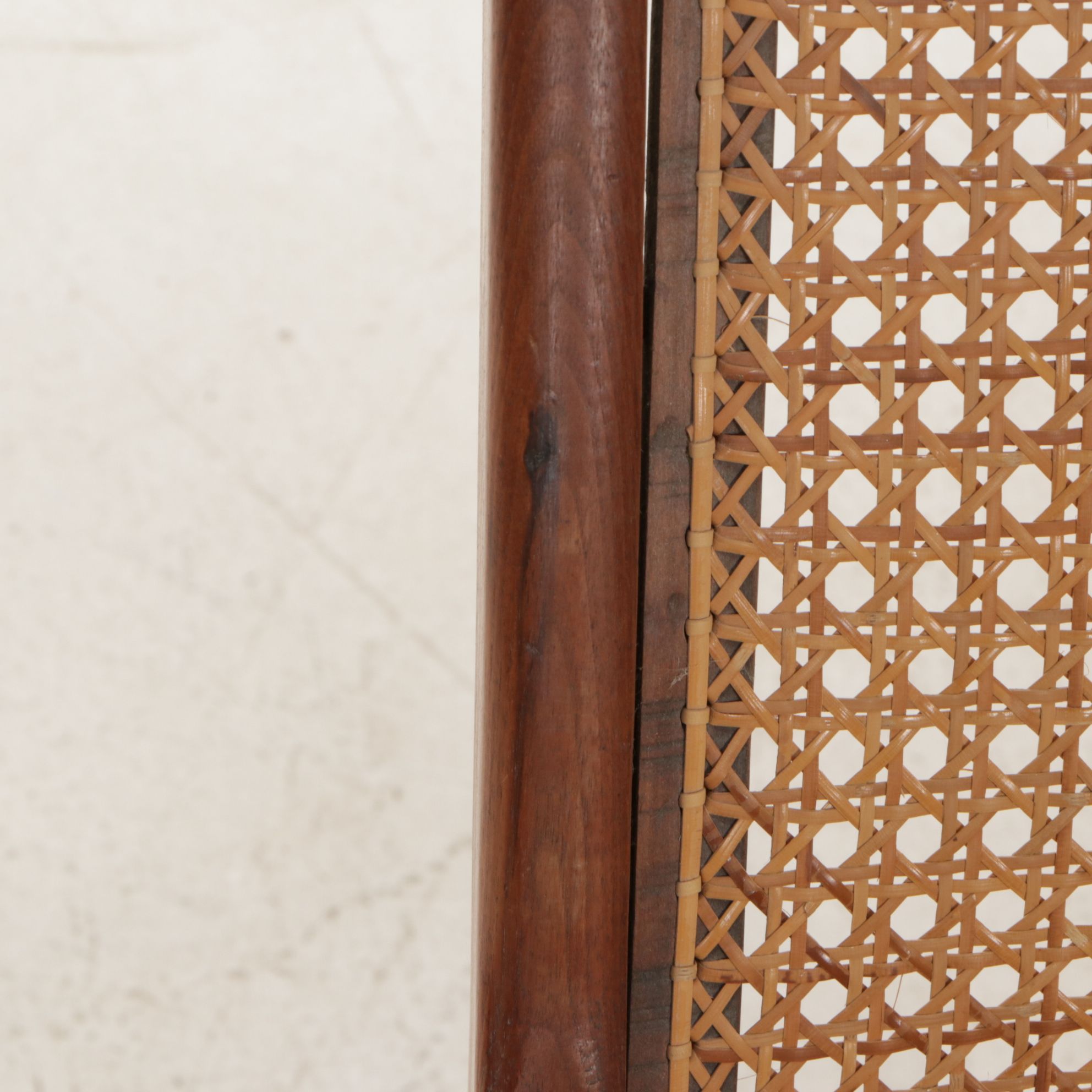 Cane and Carved Wood Rocking Chair