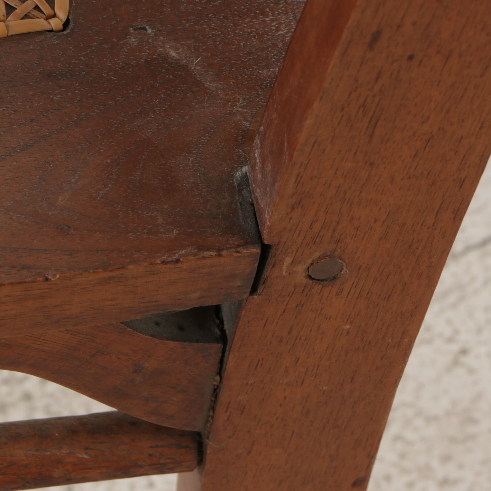 Cane and Carved Wood Rocking Chair