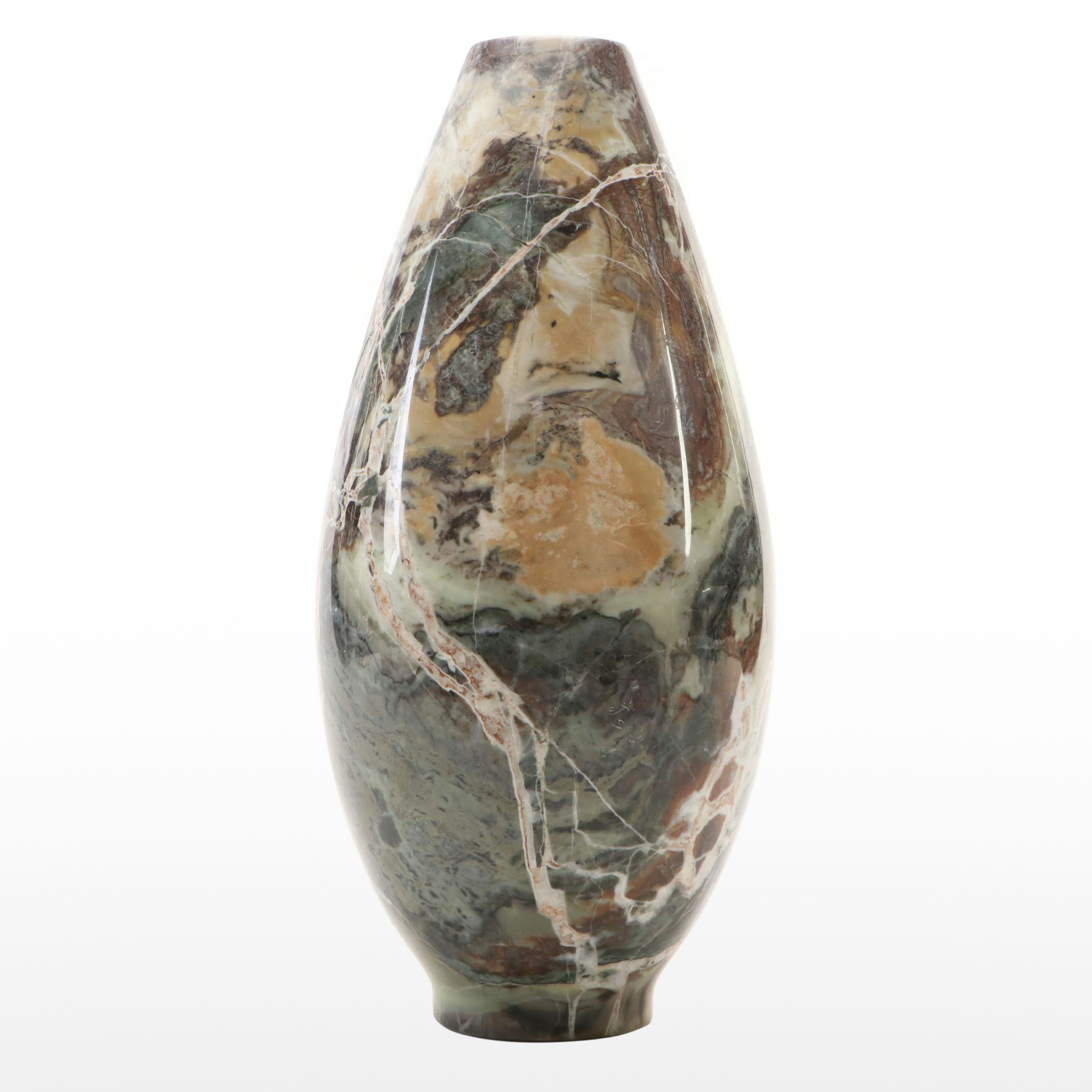 Hand-Polished Carved Calcite Marble Vase