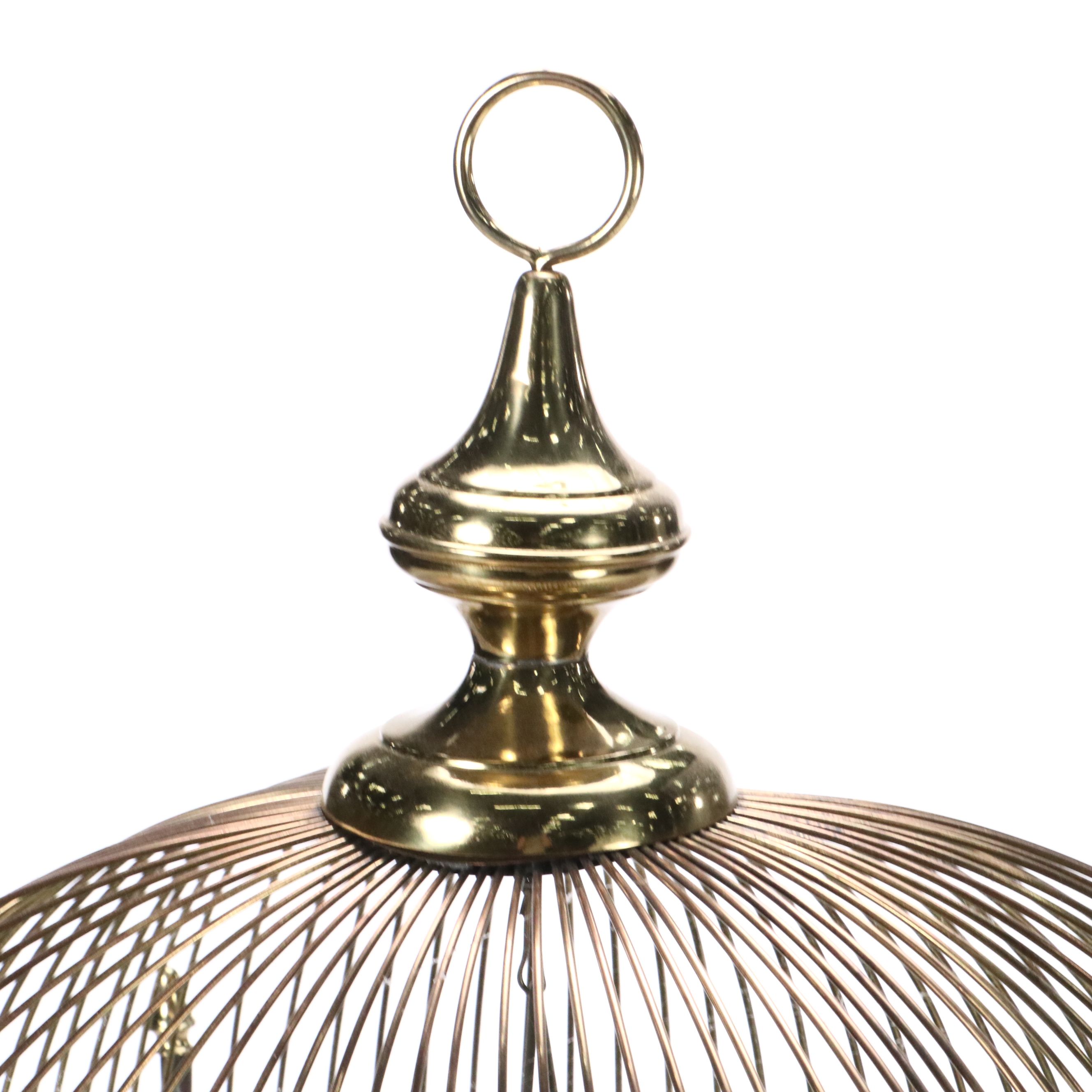 Victorian Style Brass Birdcage with Faux Ivy Plant