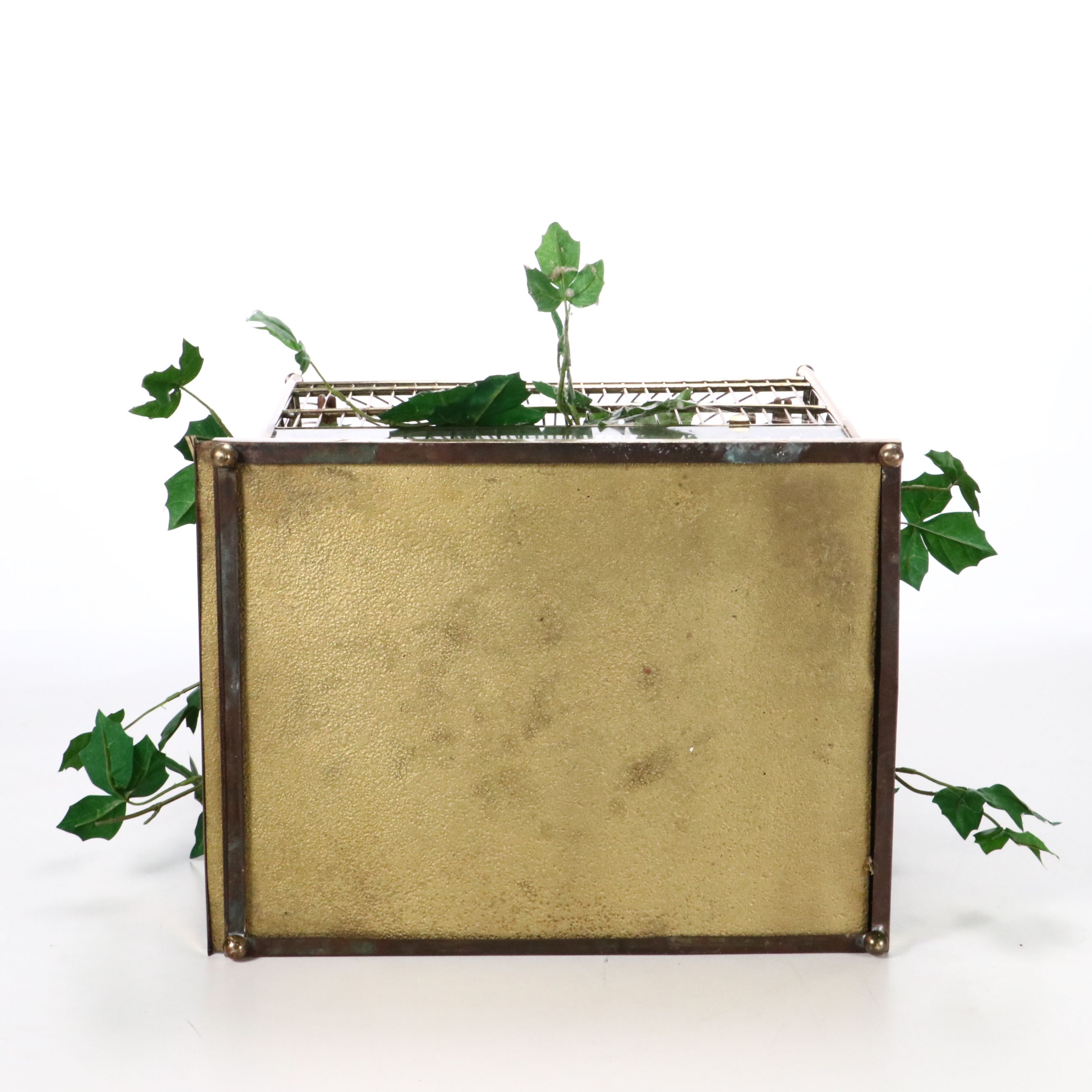 Victorian Style Brass Birdcage with Faux Ivy Plant