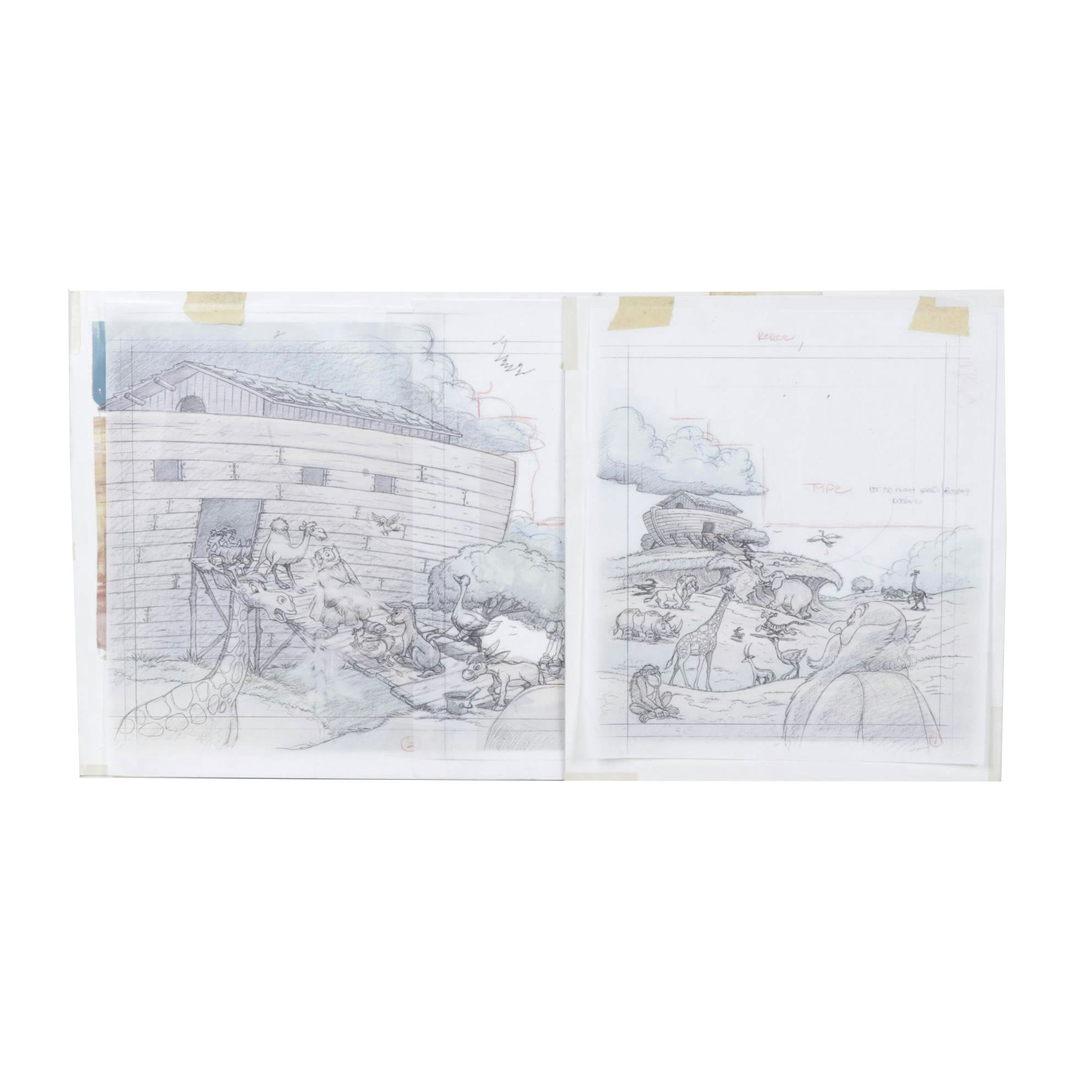 Storyboard Illustrations for Disney's Special Read Along Edition of Noah's Ark