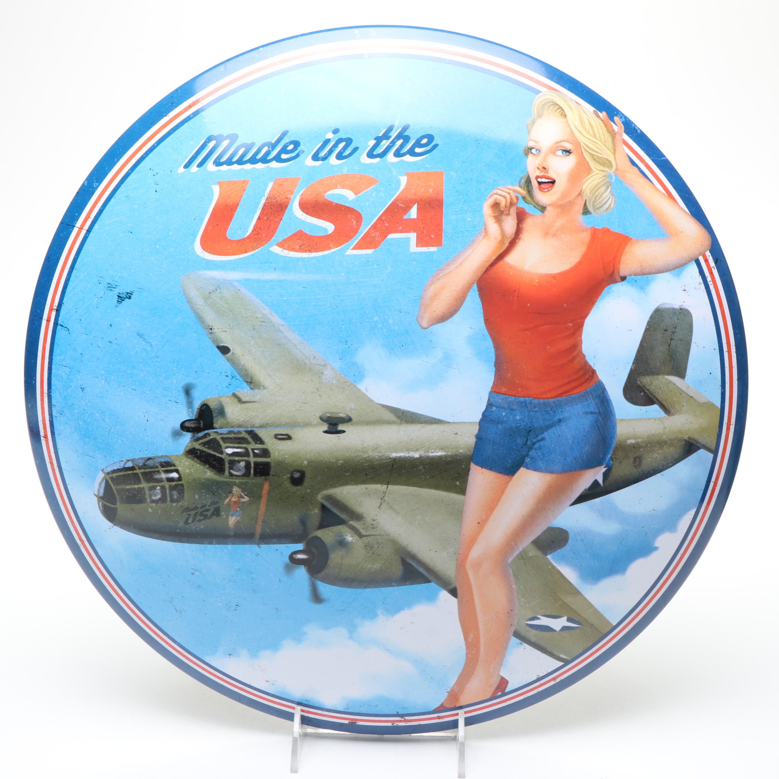 Dome-Shaped Metal American Military Themed Signs