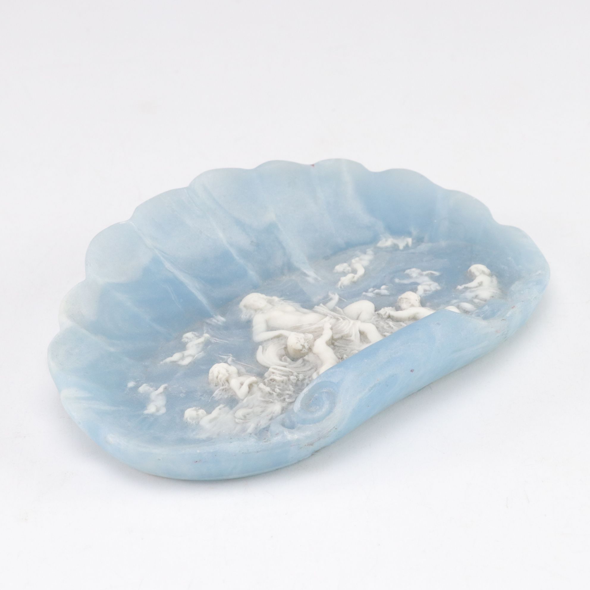 Incolay Stone Relief "Venus at Repose" Soap Dishes with Vanity Box