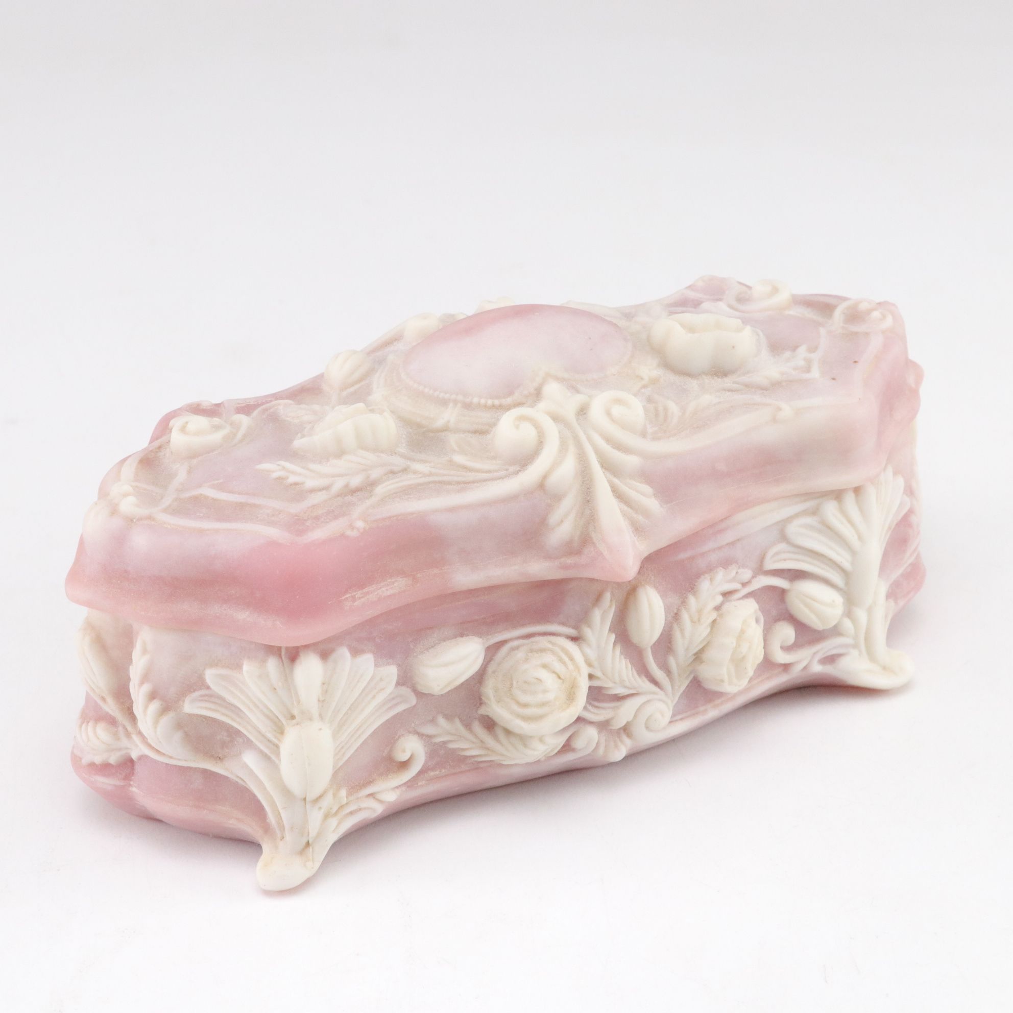 Incolay Stone Relief "Venus at Repose" Soap Dishes with Vanity Box