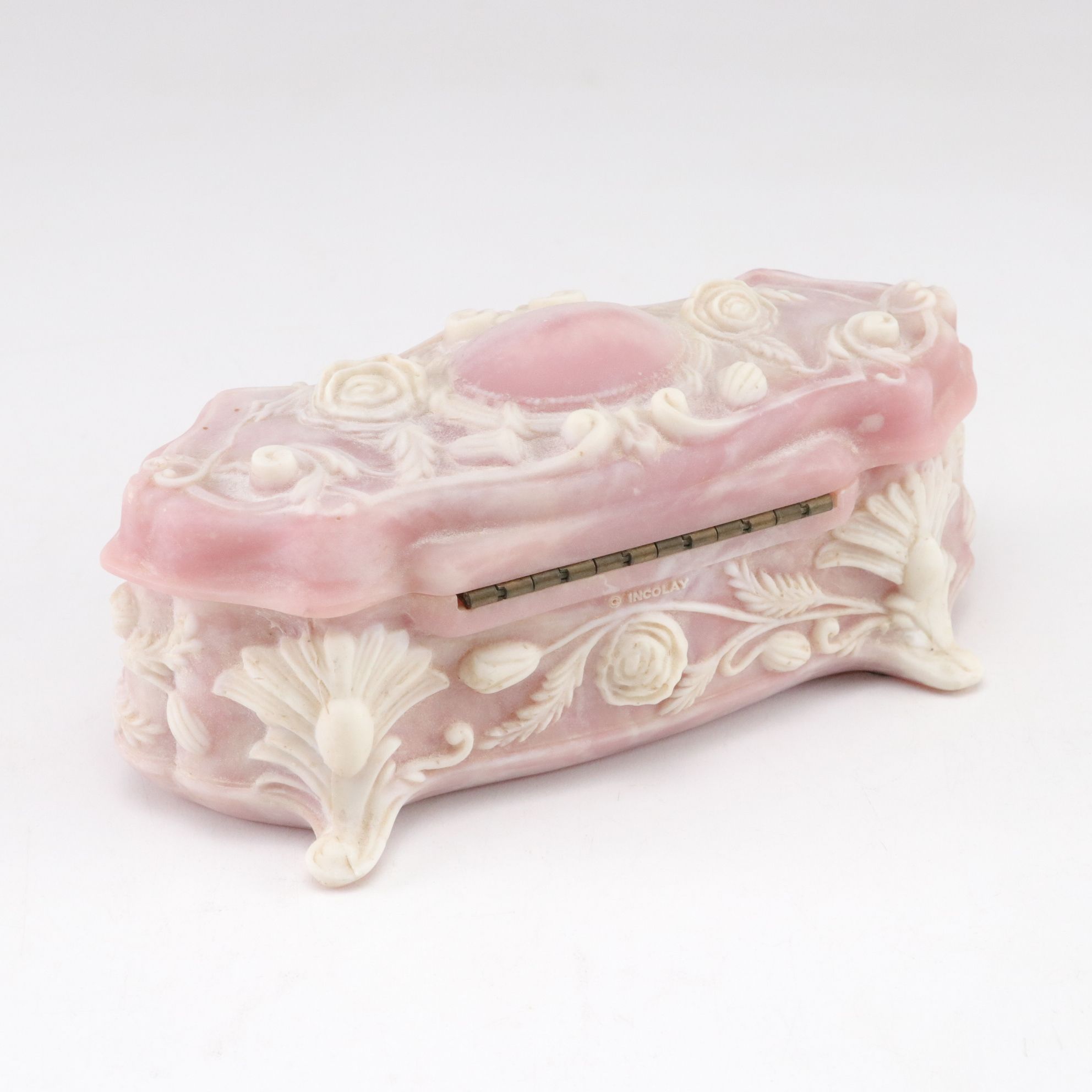 Incolay Stone Relief "Venus at Repose" Soap Dishes with Vanity Box