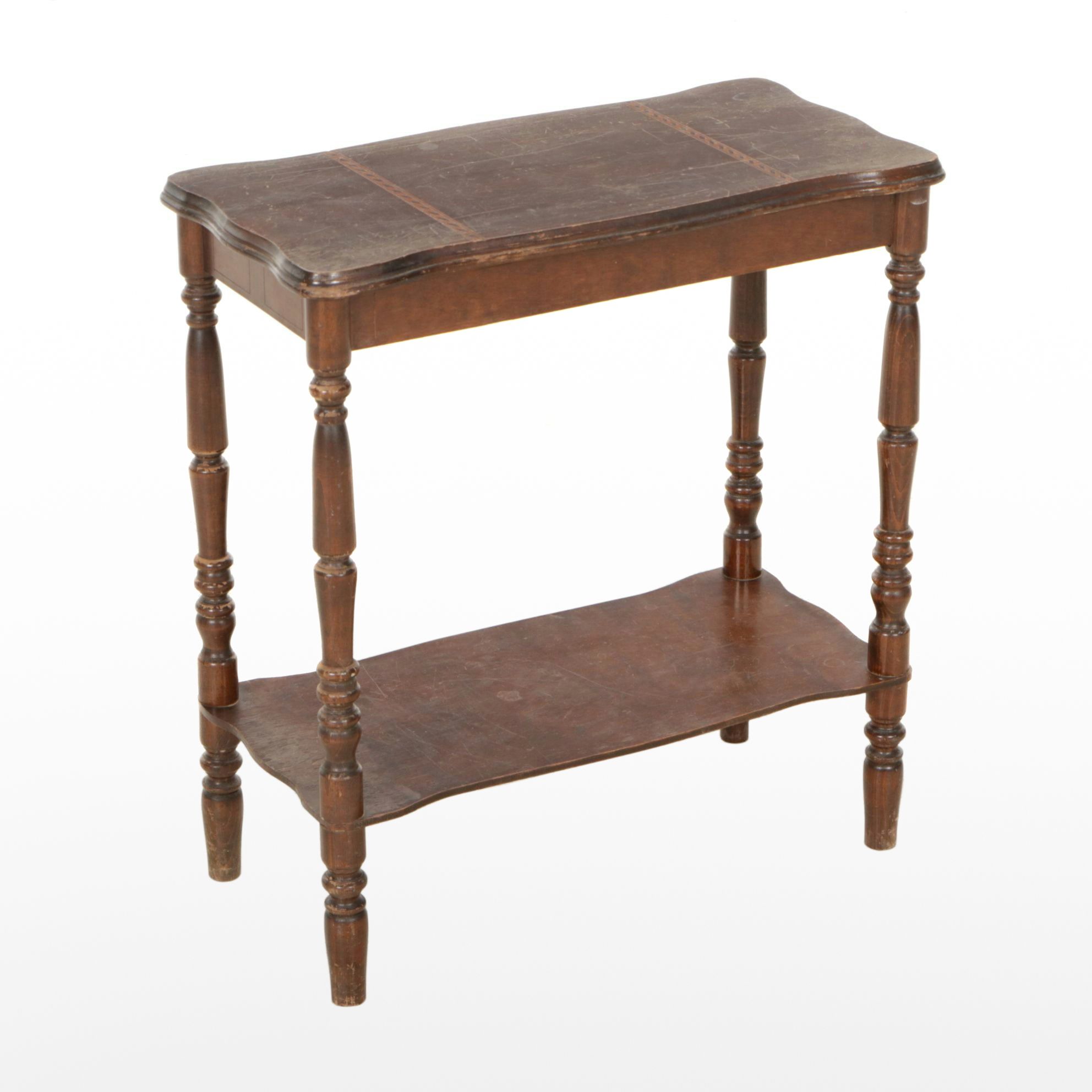Wooden Spindle Legged Two-Tier Console Table