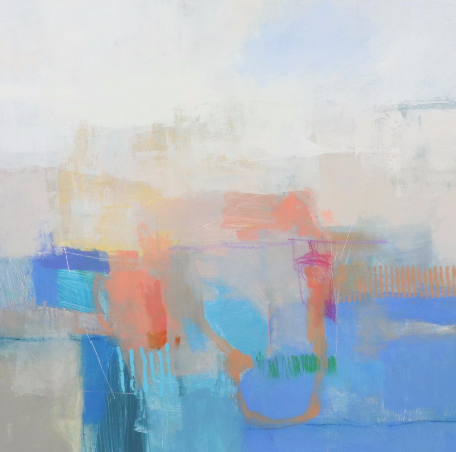 Ursula J. Brenner Abstract Mixed Media Painting, 21st Century