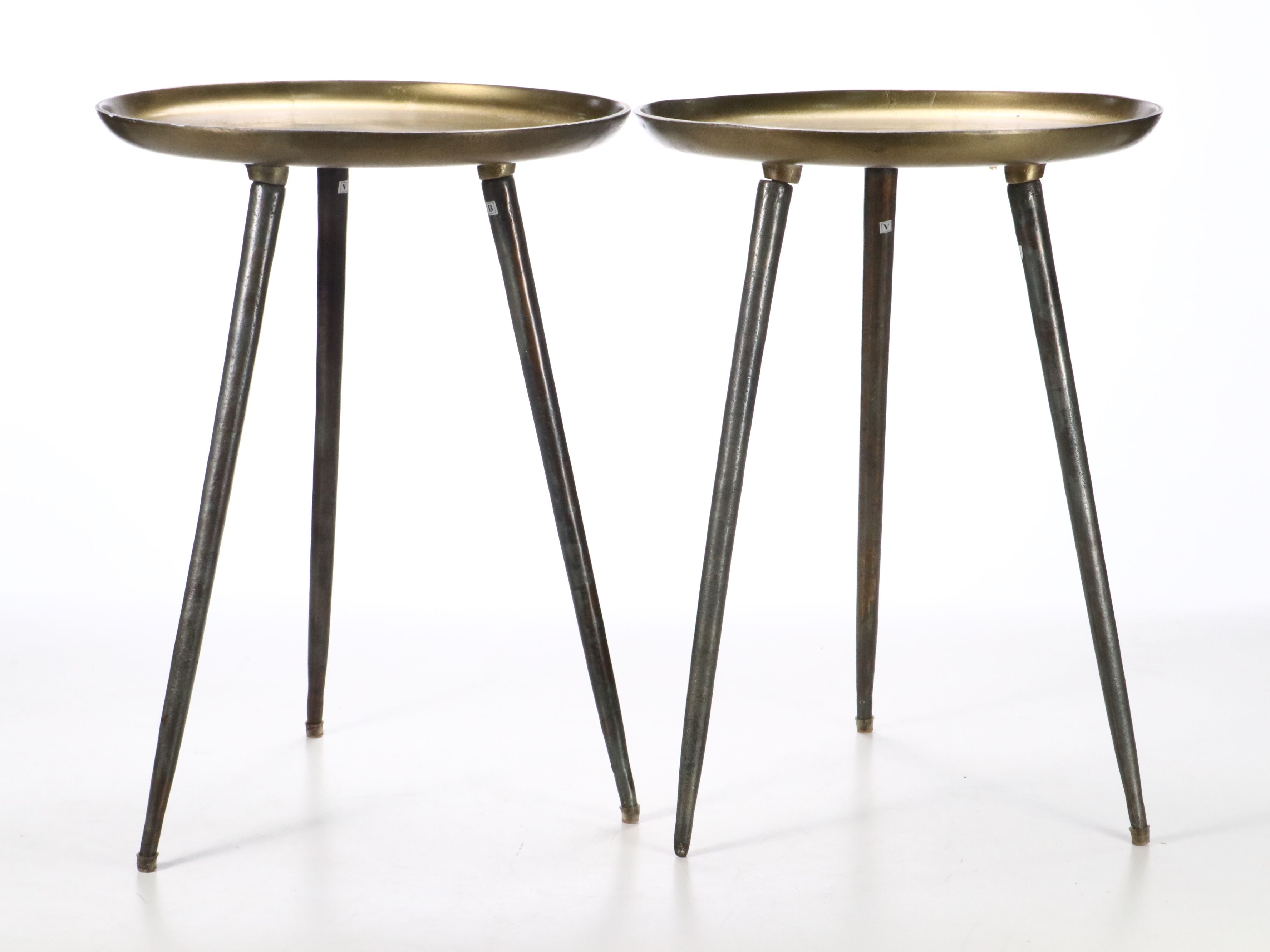 Mid Century Modern Style Brass-Top Accent Tables