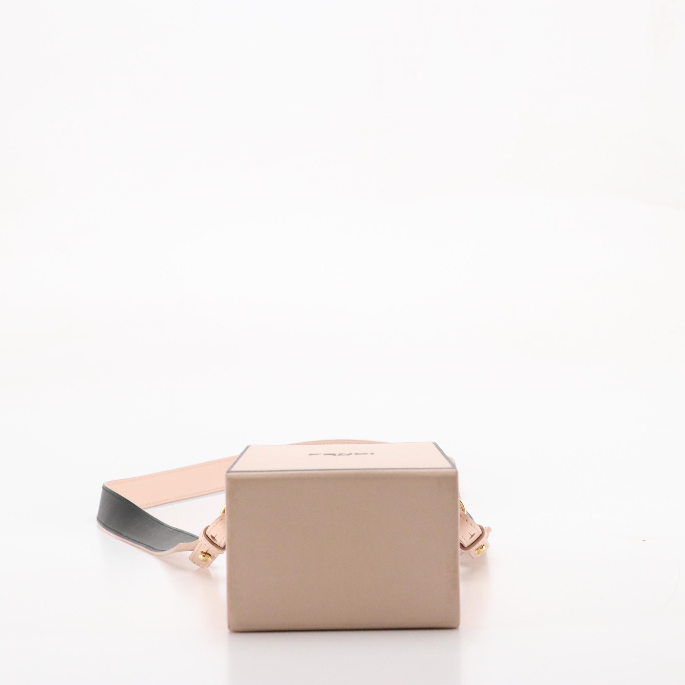 Fendi Vertical Box Bag in Pale Pink and Black Calfskin Leather