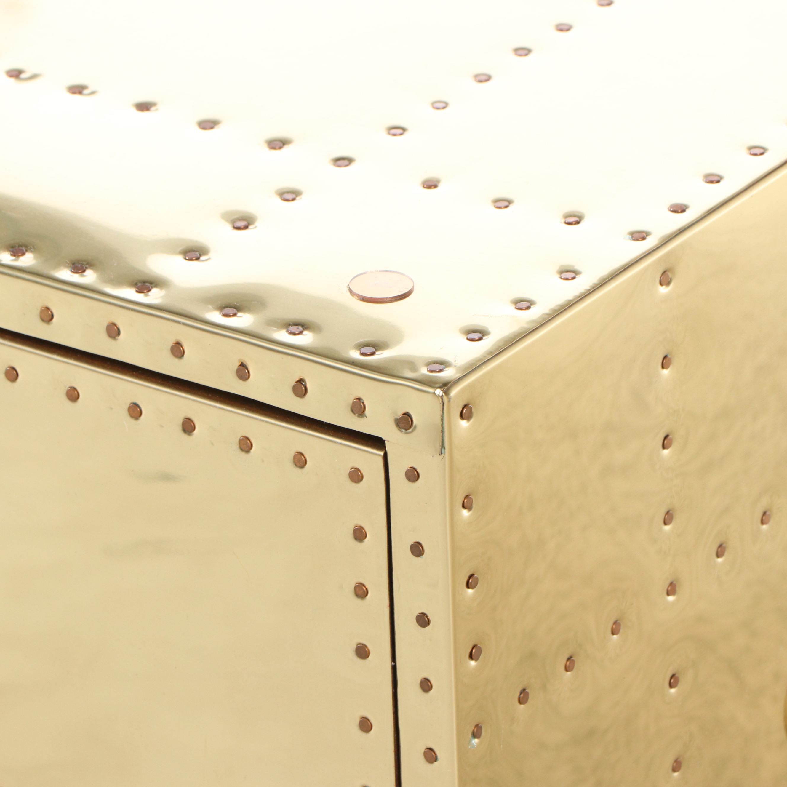 Sarried, Ltd. Brass-Clad Two-Drawer Chest, Late 20th Century