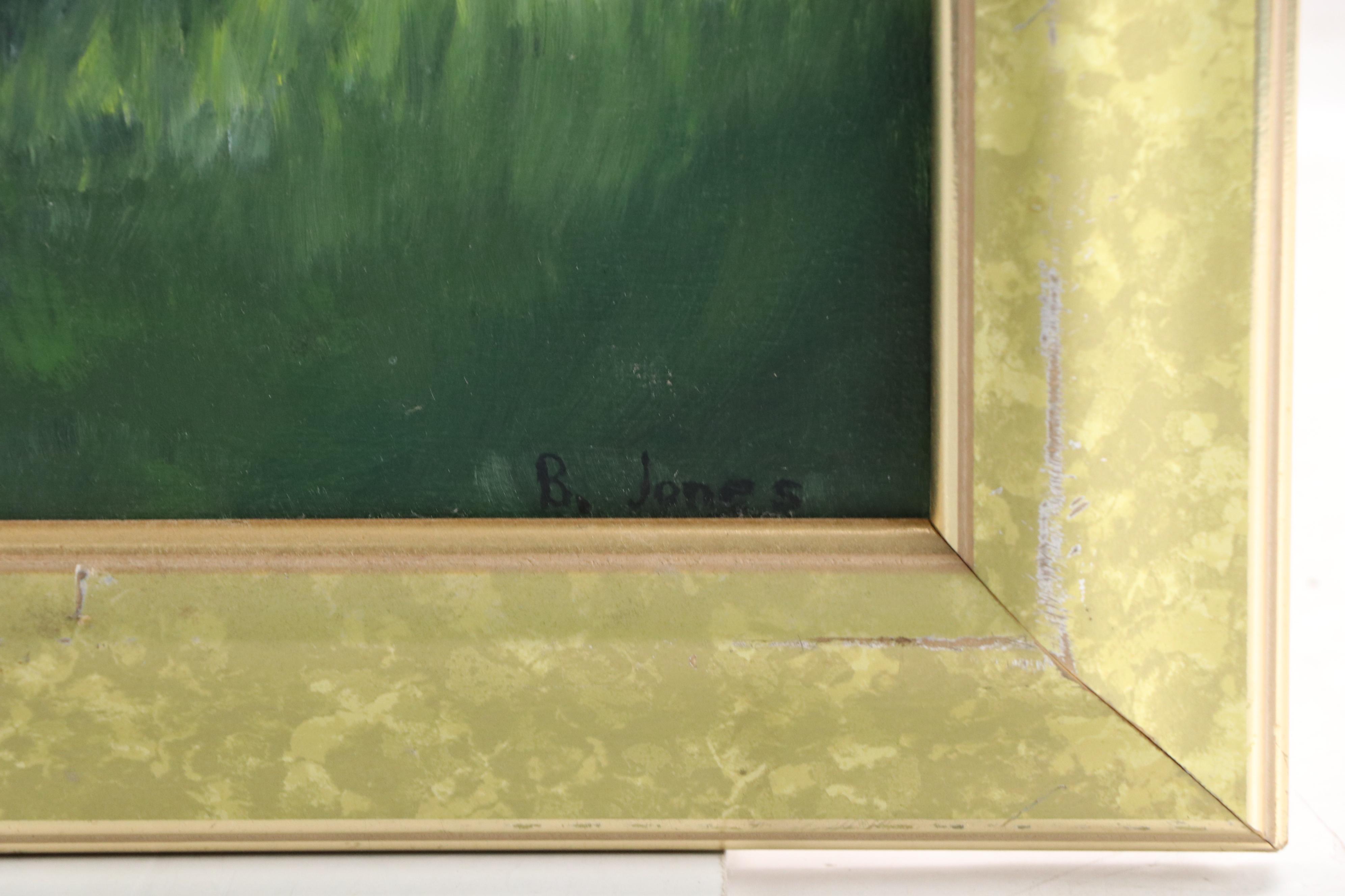 B. Jones Alpine Landscape With Chalet Acrylic Painting