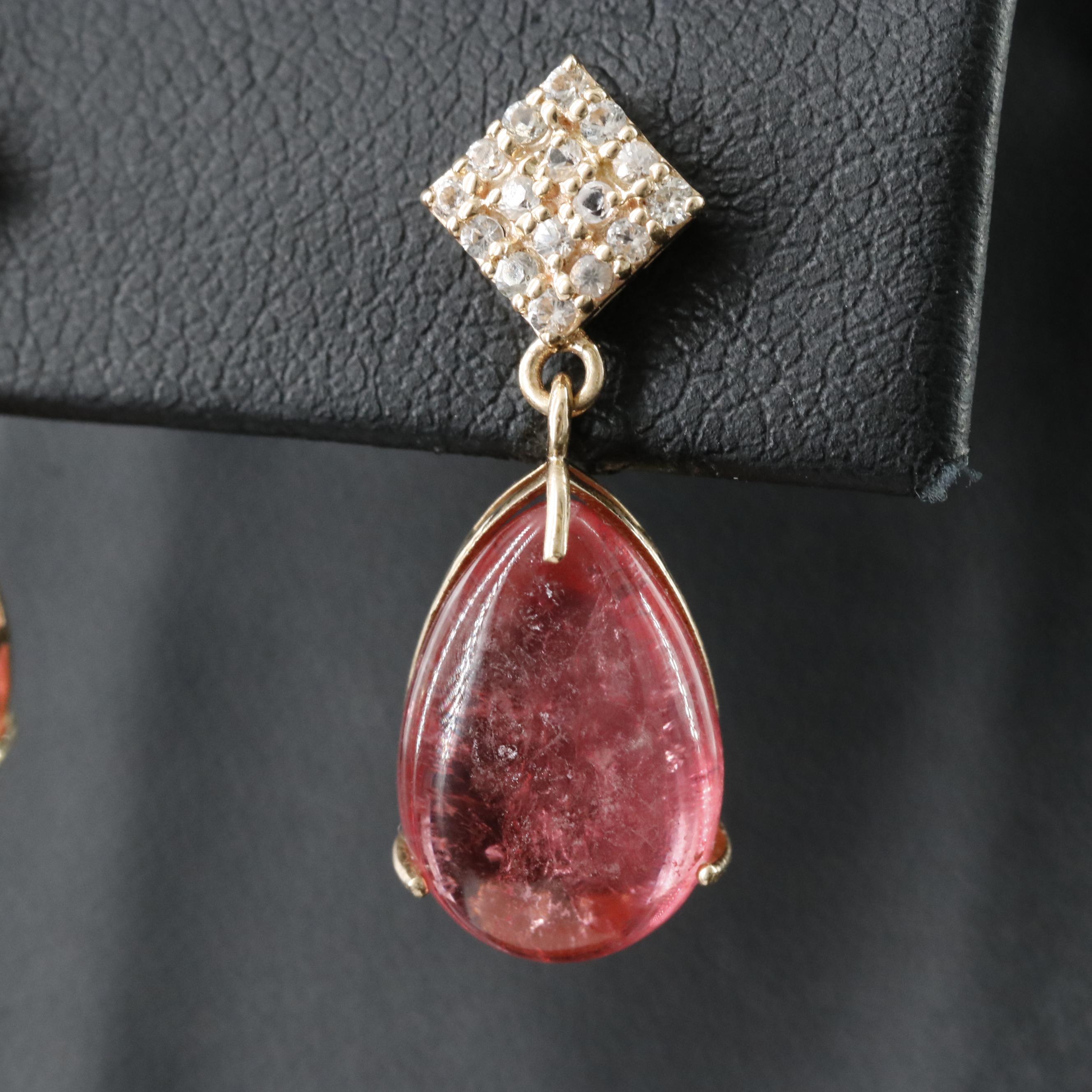 14K Tourmaline and White Sapphire Ring