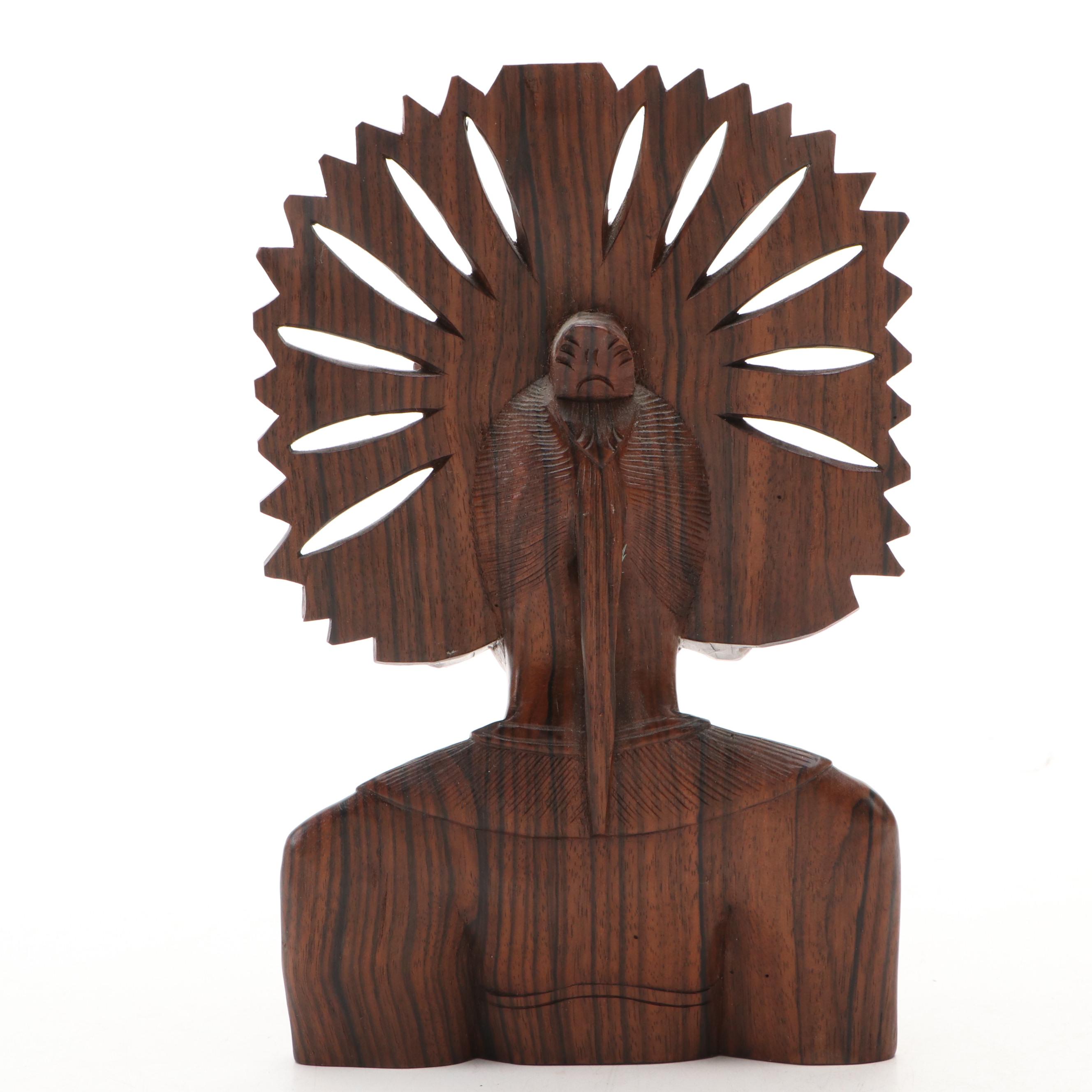 Balinese Coromandel Wood Hand-Carved Bust of Queen