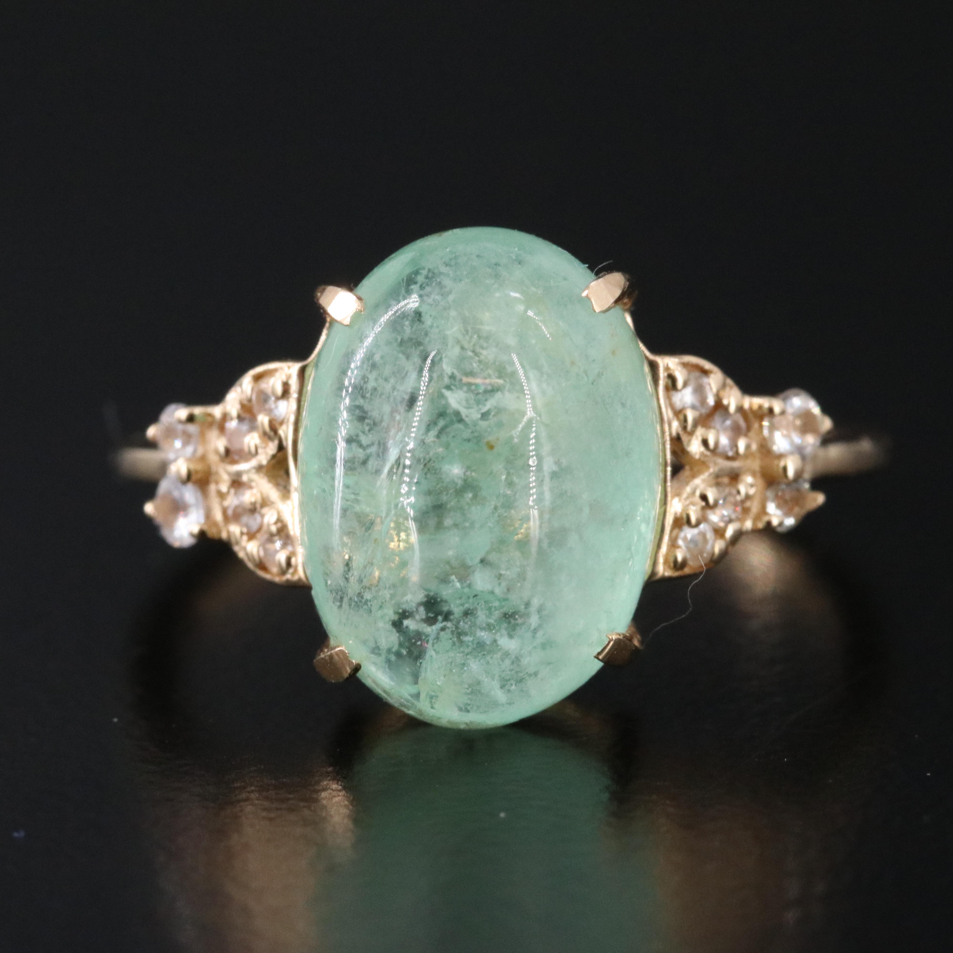 14K Beryl and White Sapphire Ring