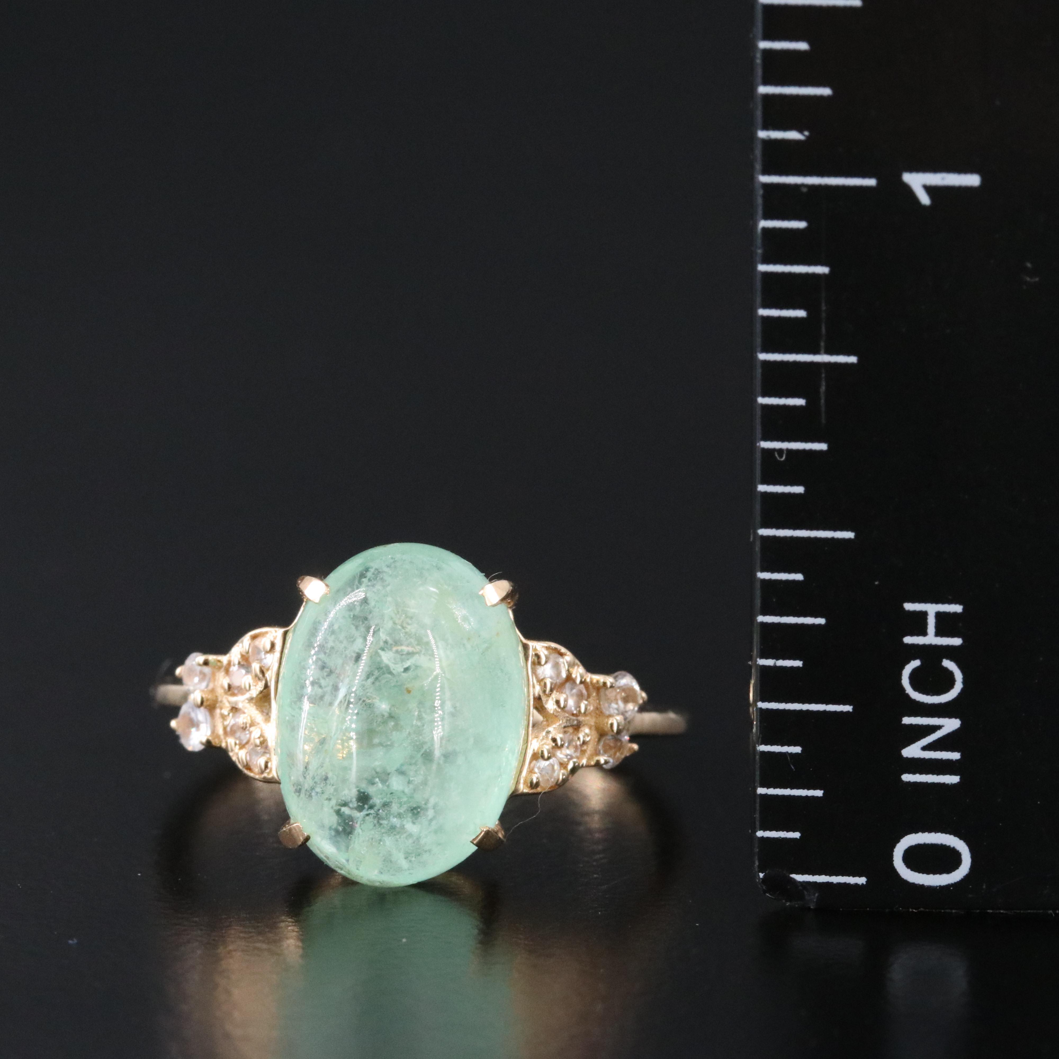 14K Beryl and White Sapphire Ring