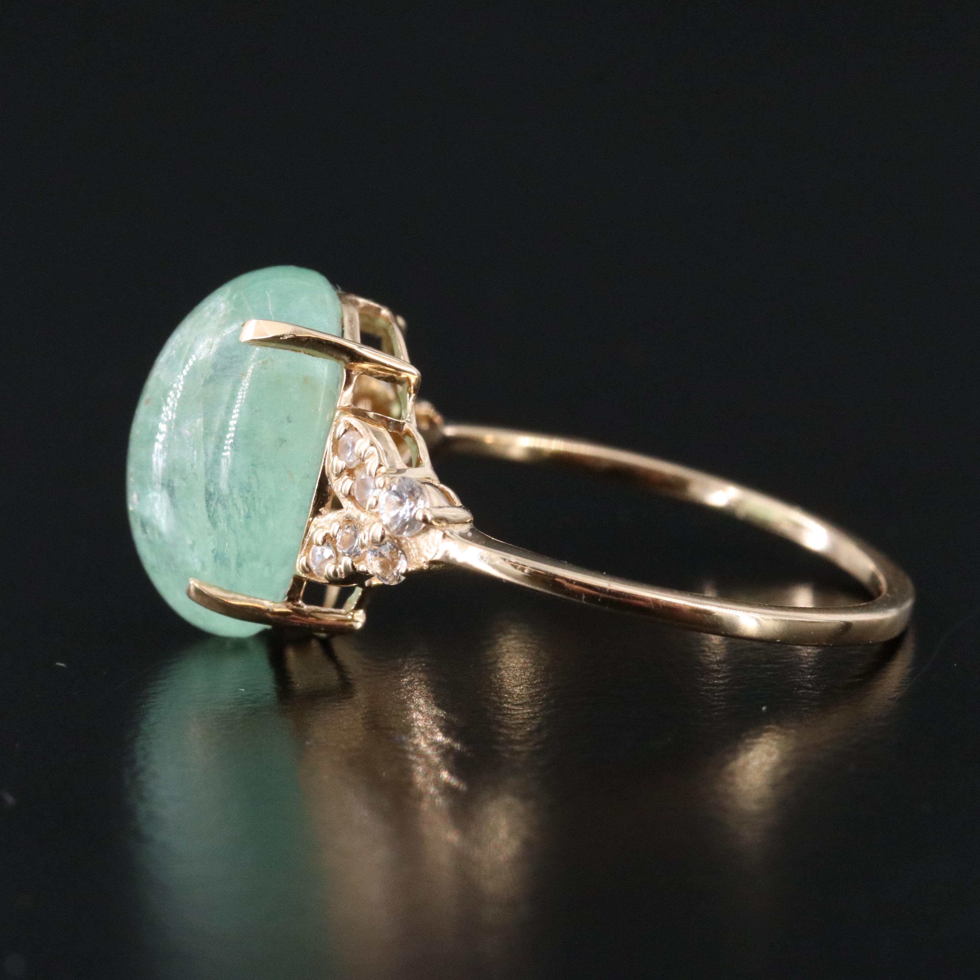 14K Beryl and White Sapphire Ring