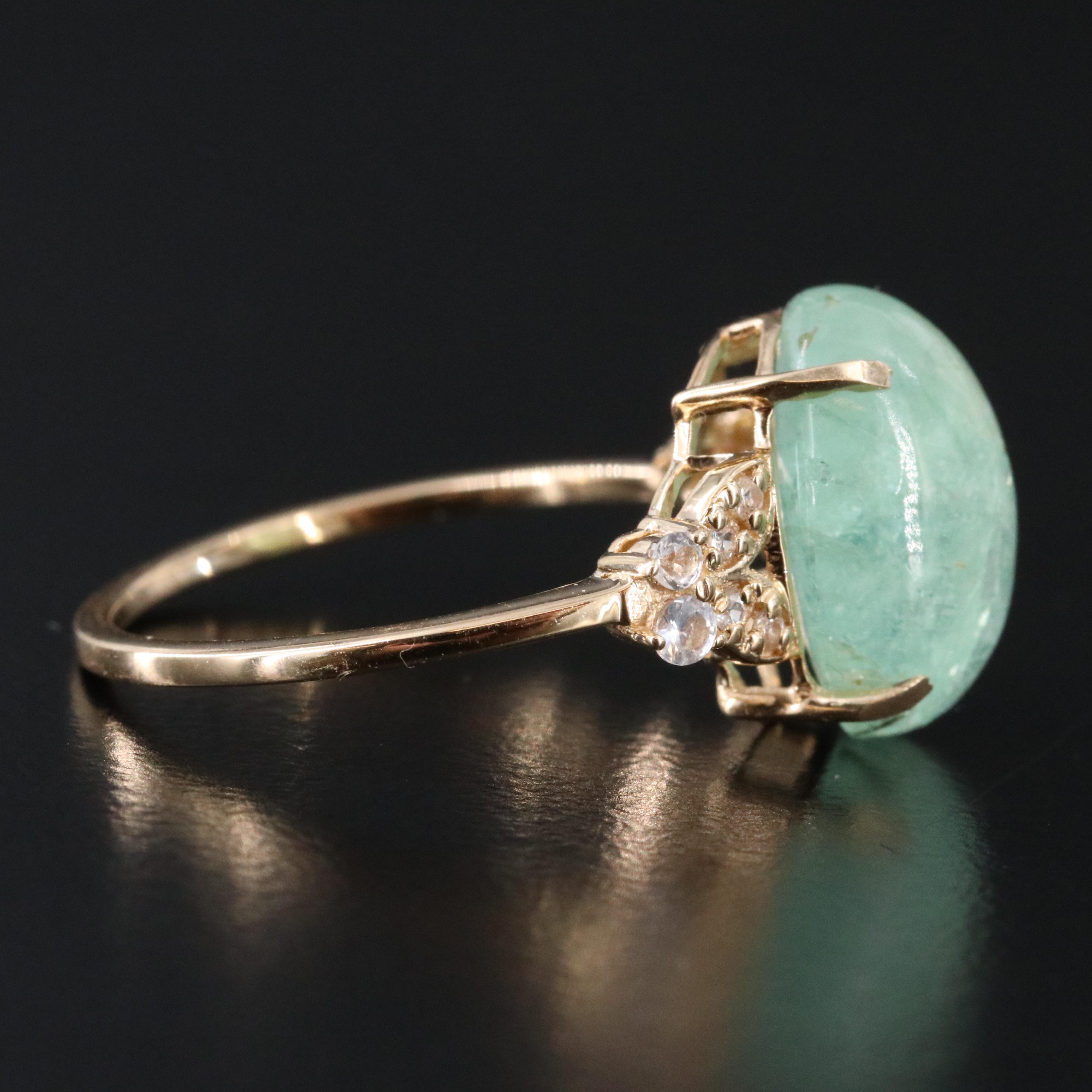 14K Beryl and White Sapphire Ring