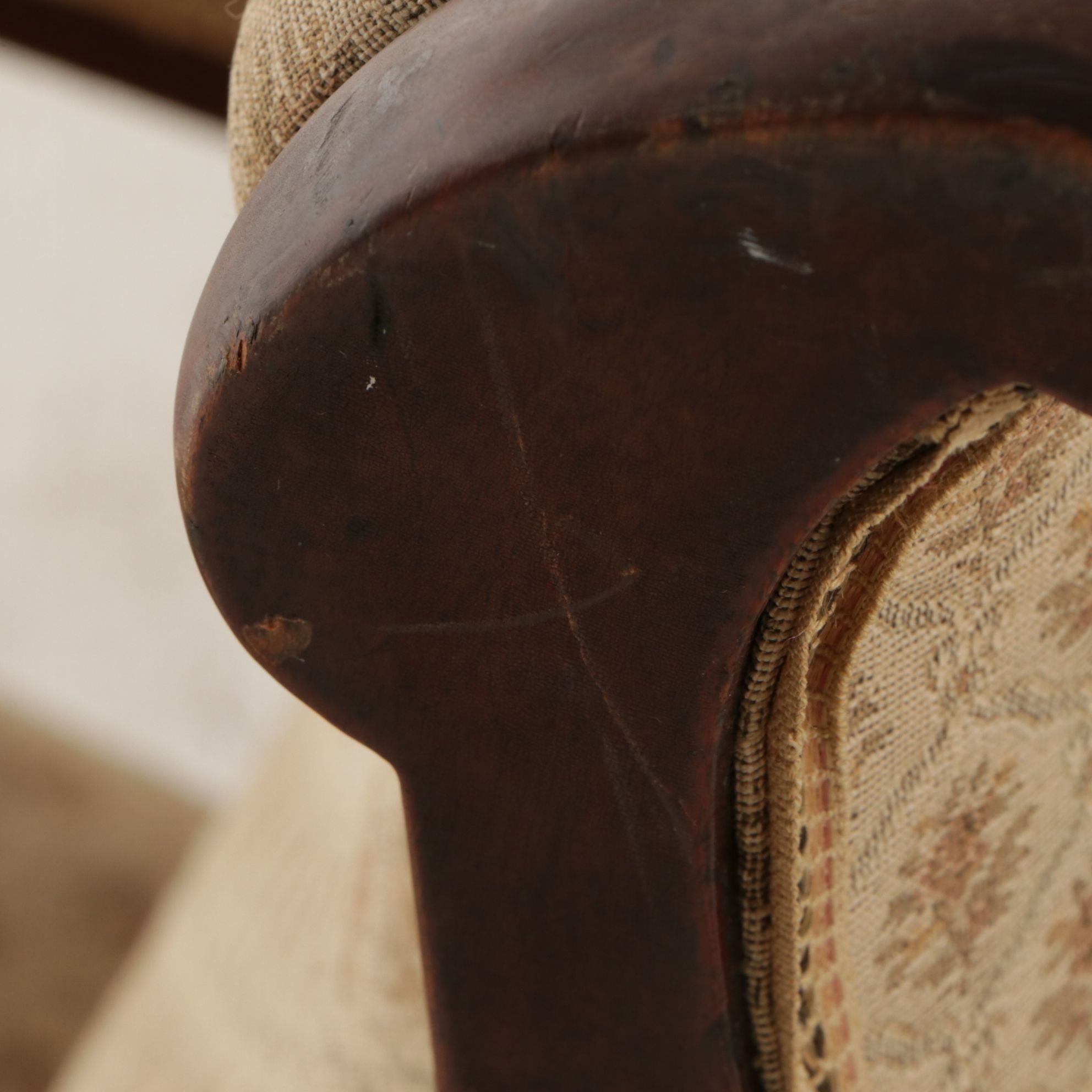 Victorian Walnut Upholstered Goose Neck Rocking Chair