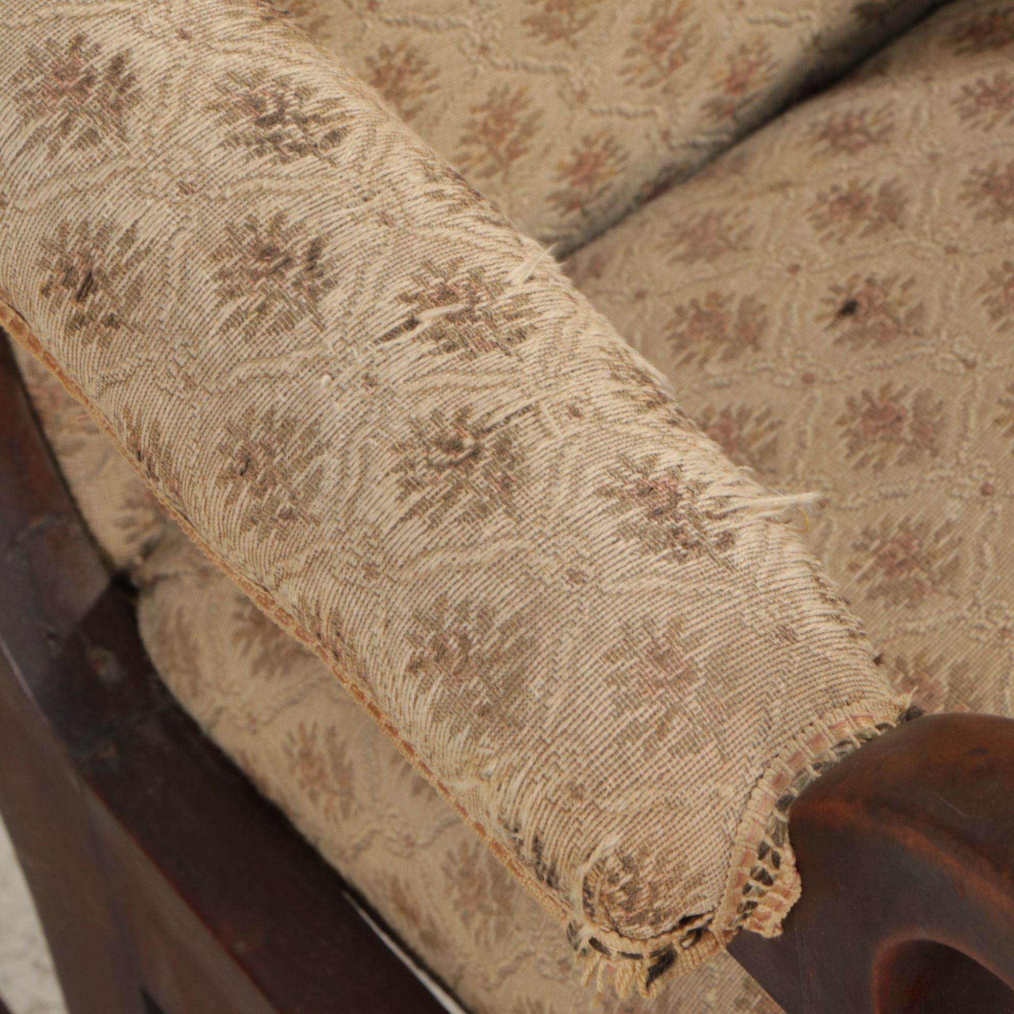 Victorian Walnut Upholstered Goose Neck Rocking Chair