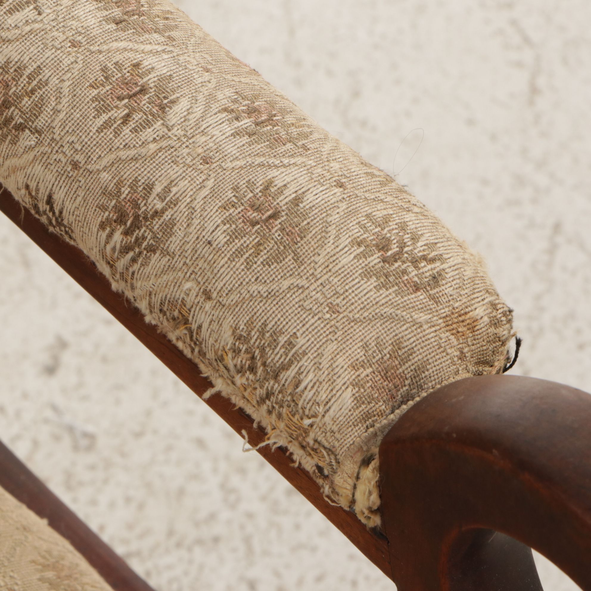 Victorian Walnut Upholstered Goose Neck Rocking Chair