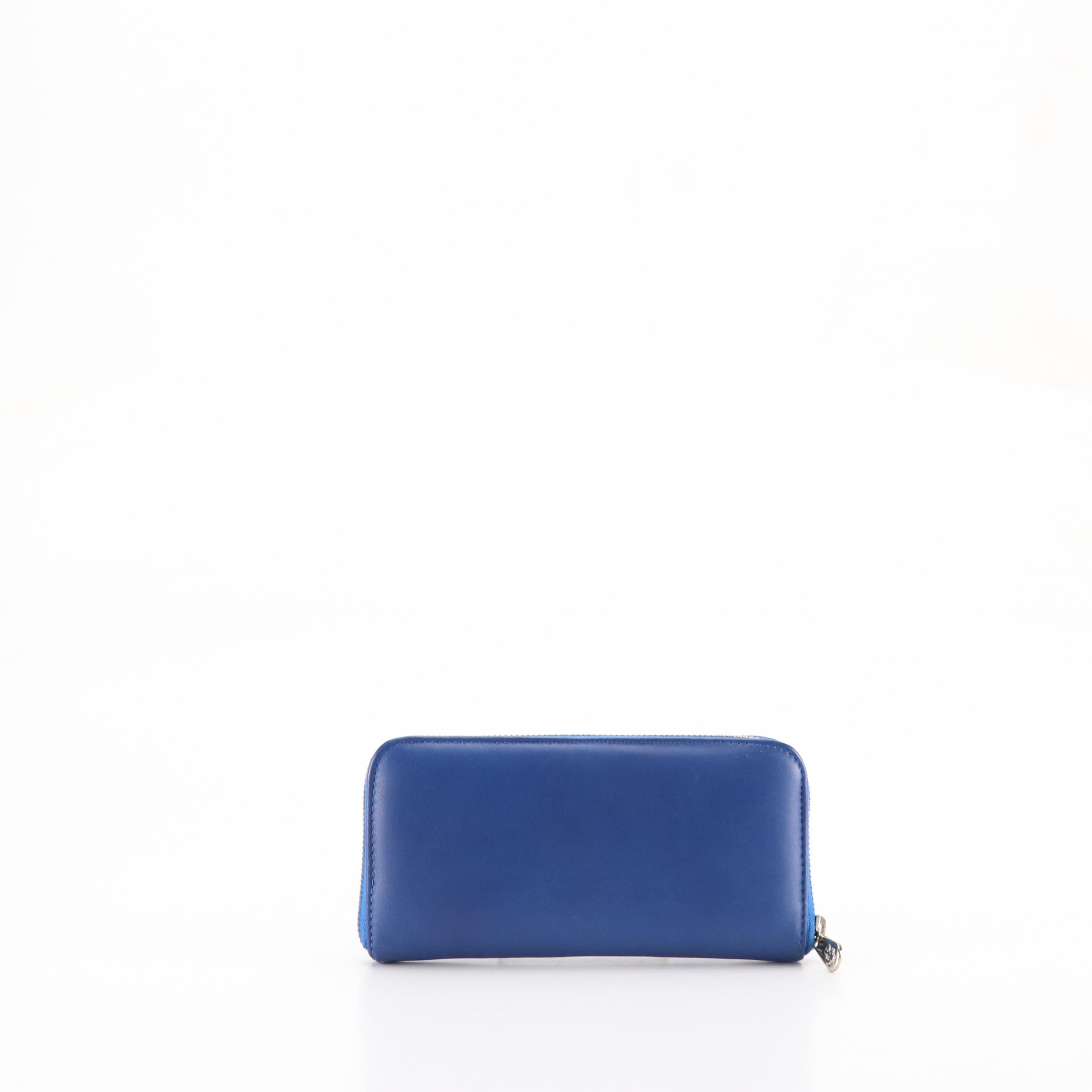 Carteras Italianas Zip-Around Wallet in Royal Blue Leather
