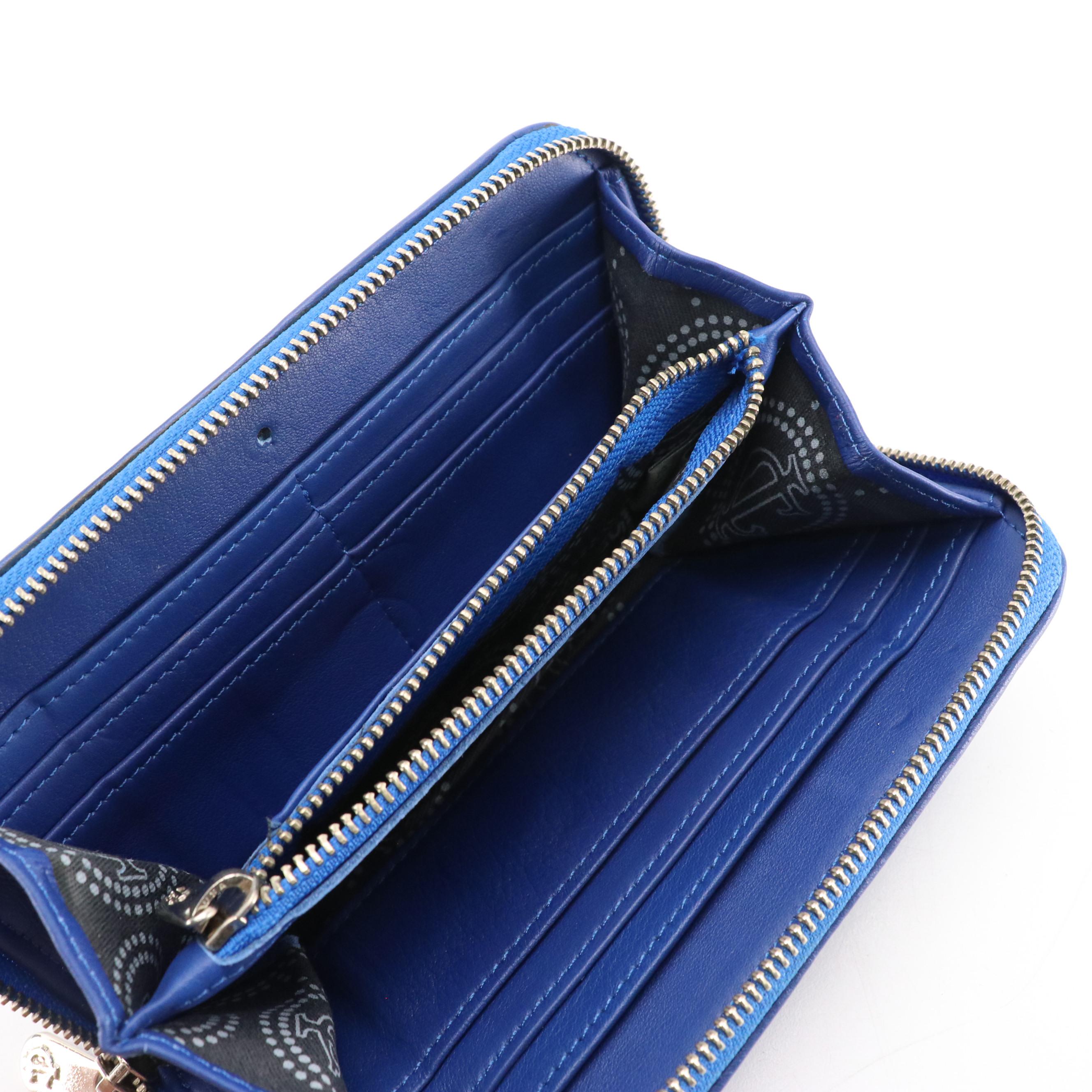 Carteras Italianas Zip-Around Wallet in Royal Blue Leather