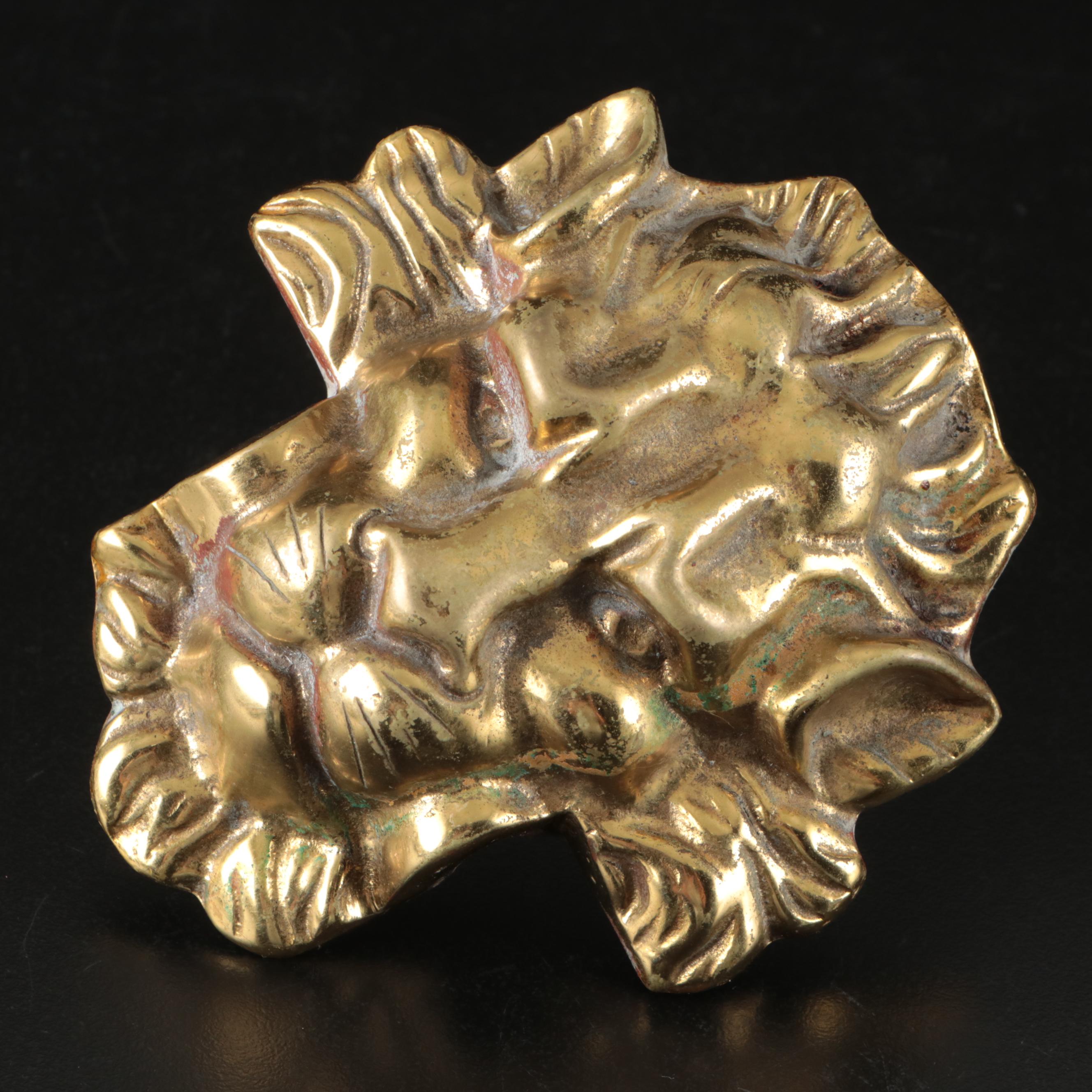 Lion Head Brass Finish Metal Door Knocker
