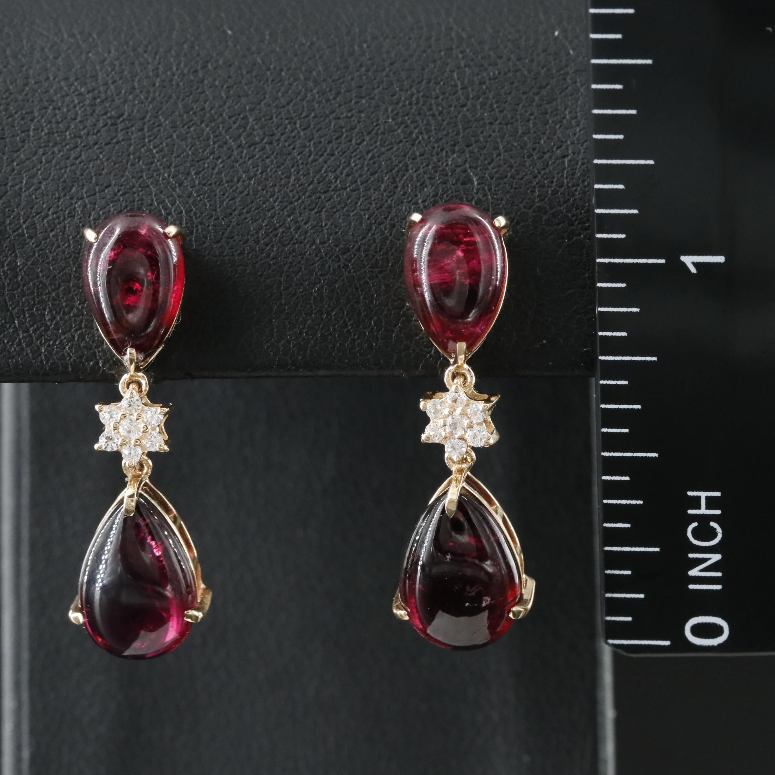 14K Tourmaline and White Sapphire Earrings