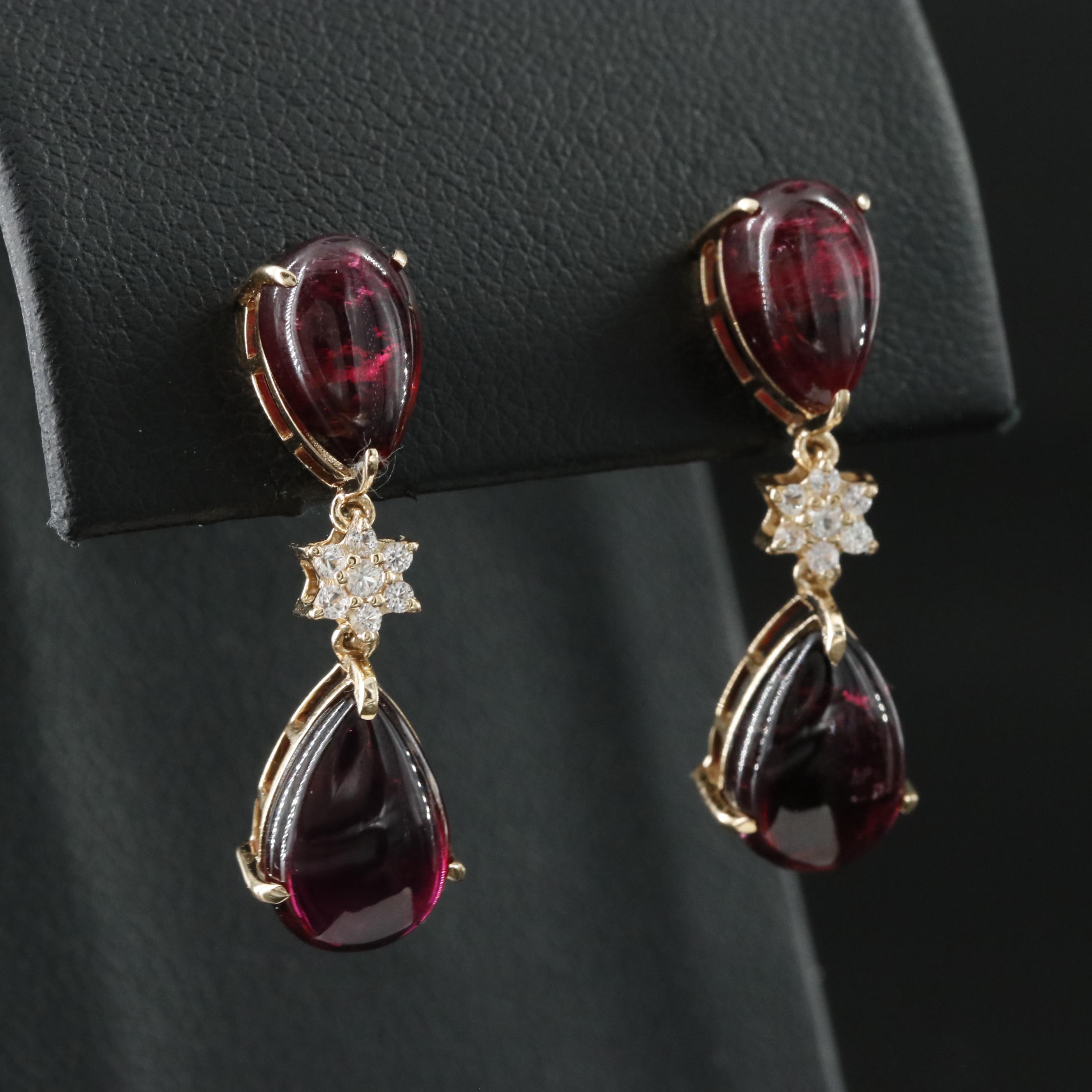 14K Tourmaline and White Sapphire Earrings