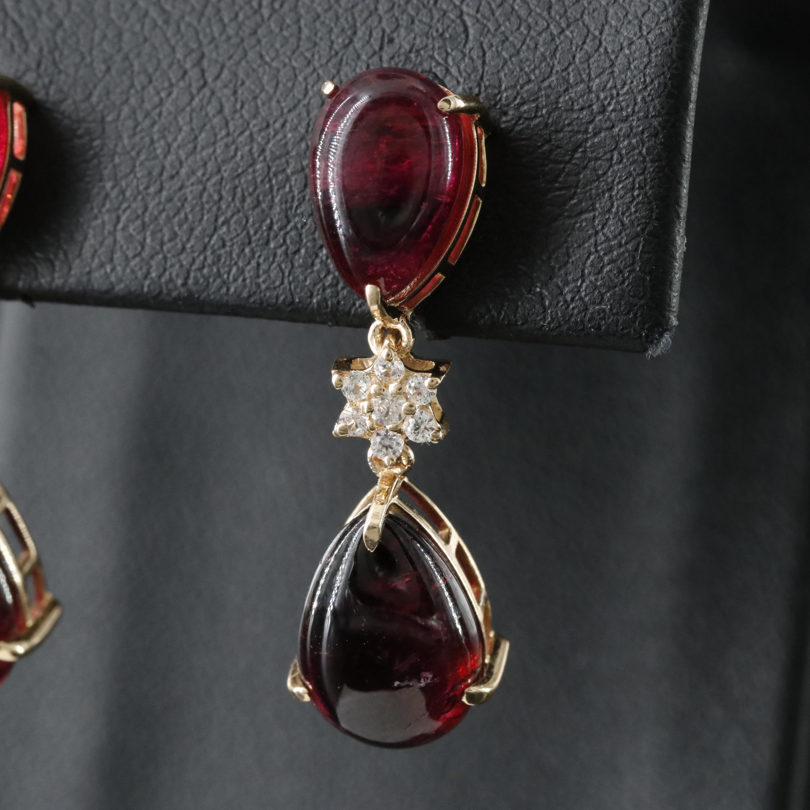 14K Tourmaline and White Sapphire Earrings