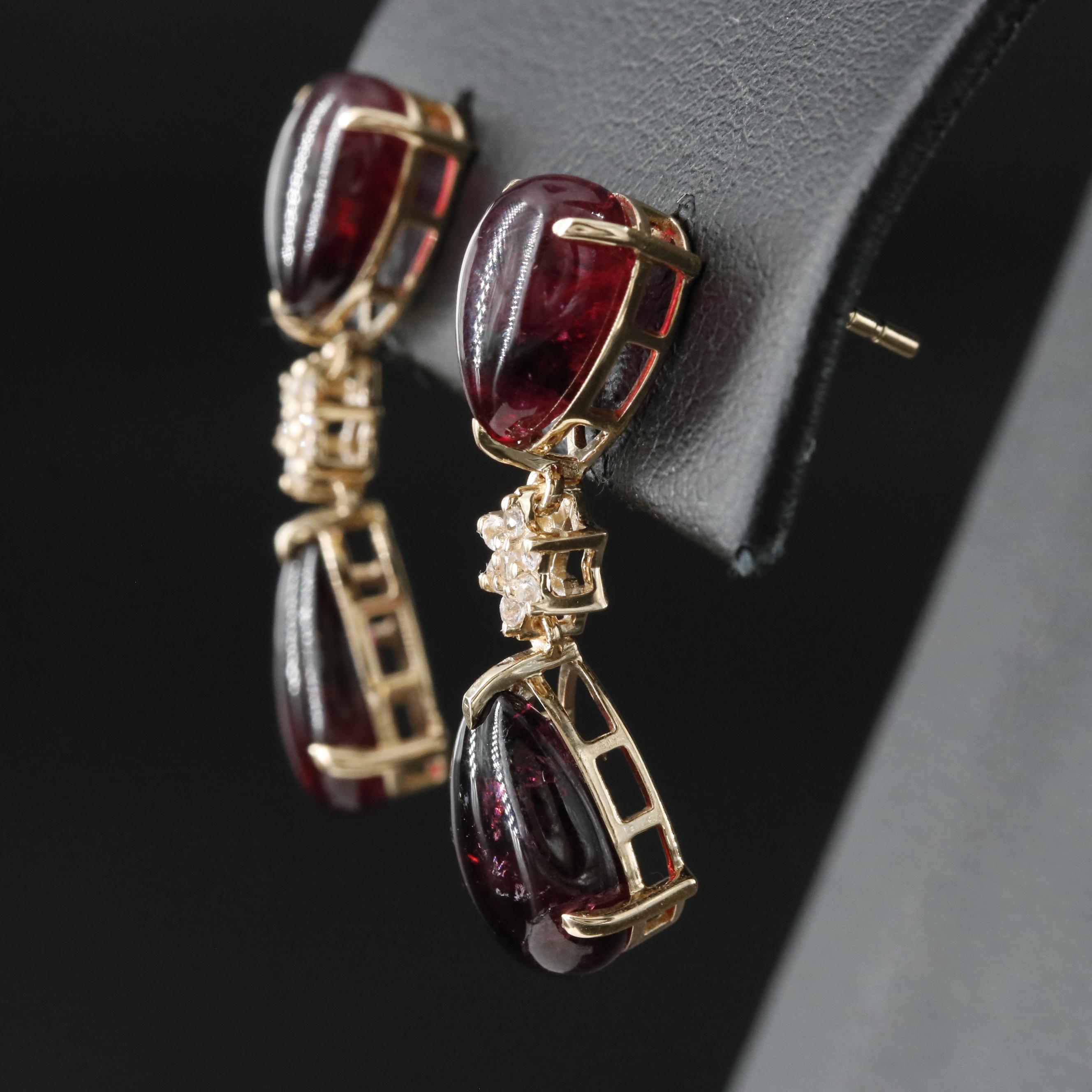 14K Tourmaline and White Sapphire Earrings