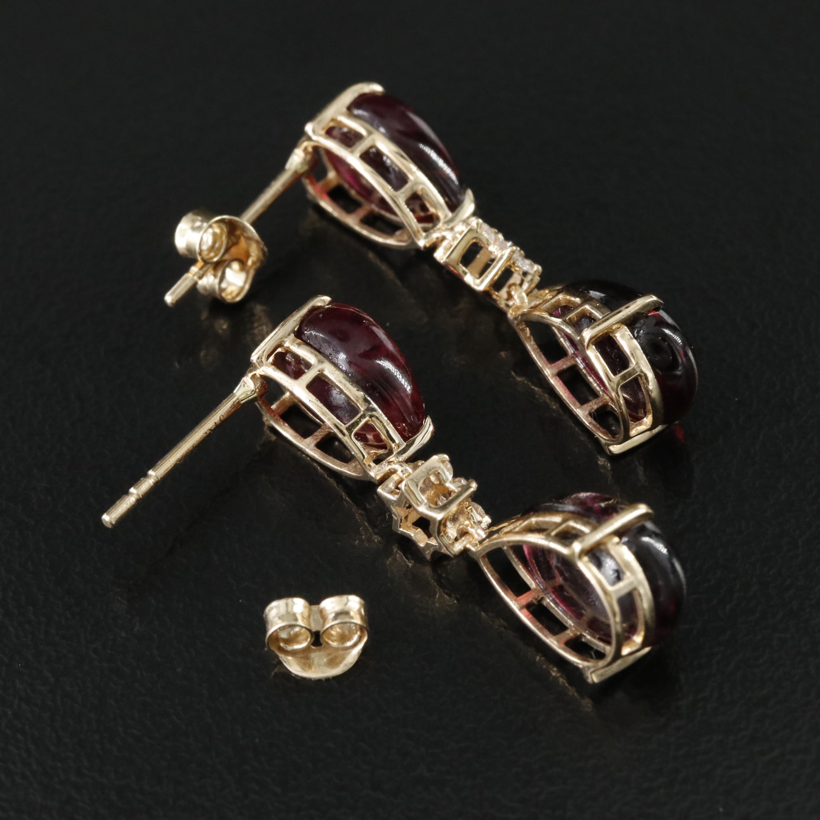 14K Tourmaline and White Sapphire Earrings