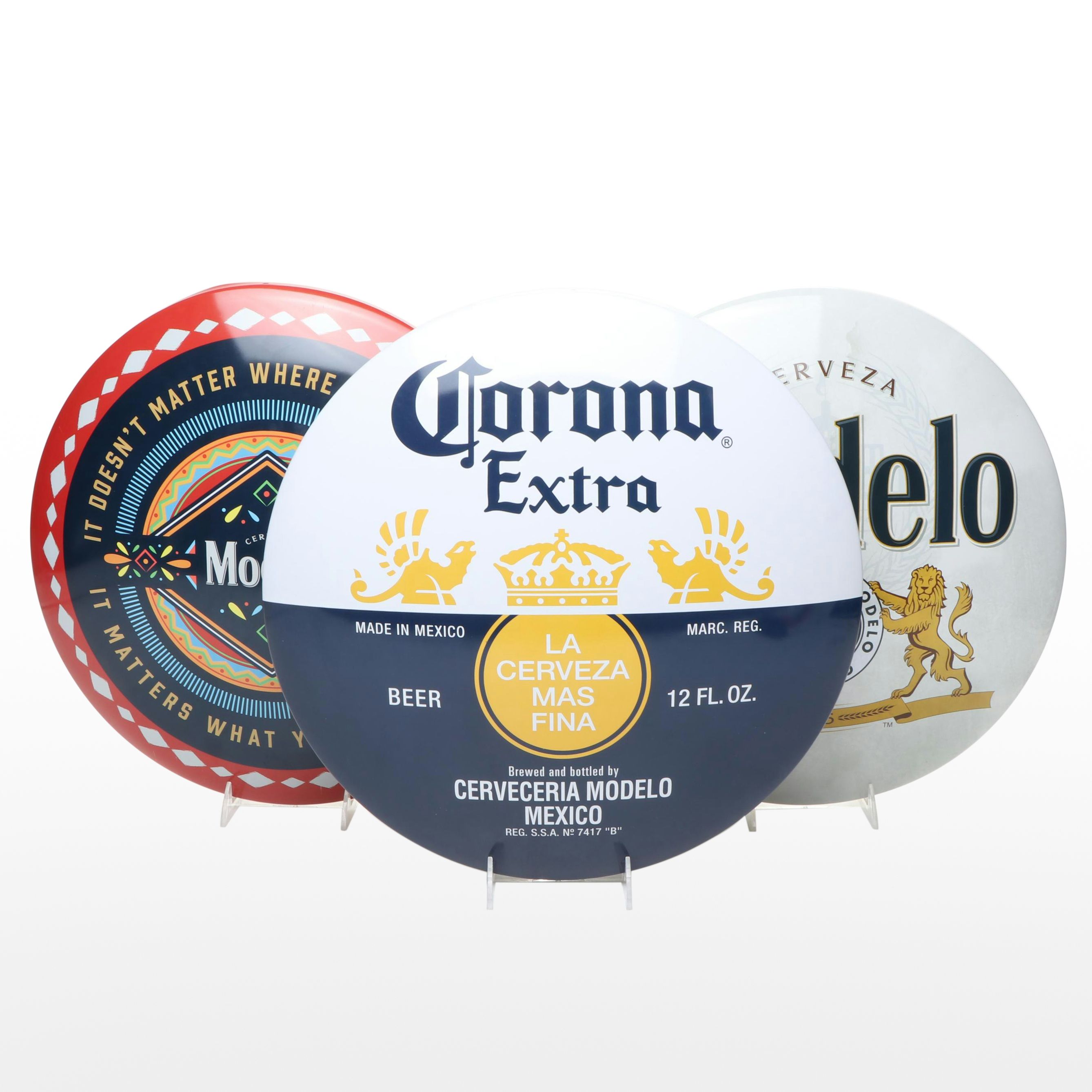 Dome-Shaped Metal Mexican Beer Signs