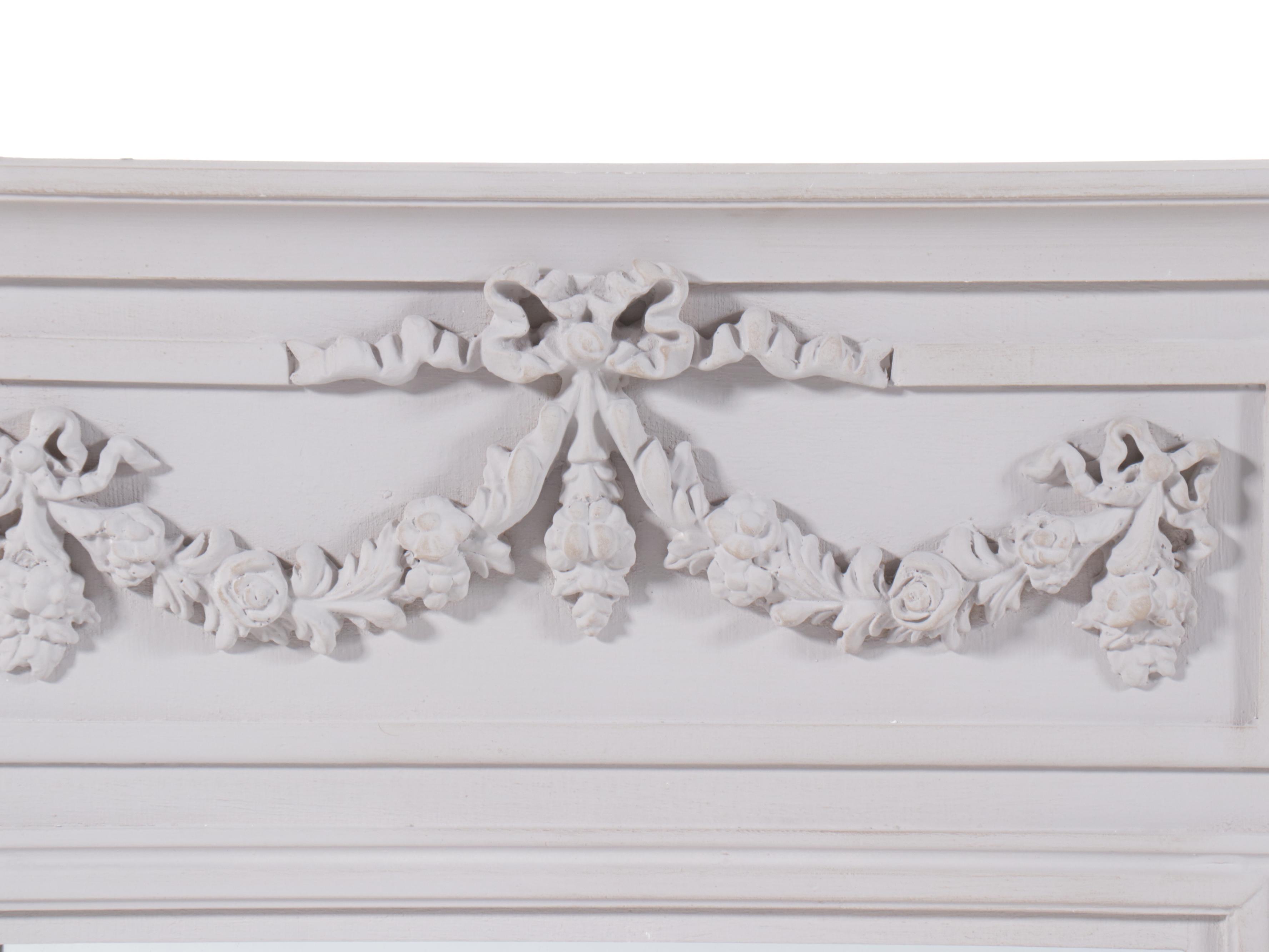 French Style Painted Wood Trumeau Mirror