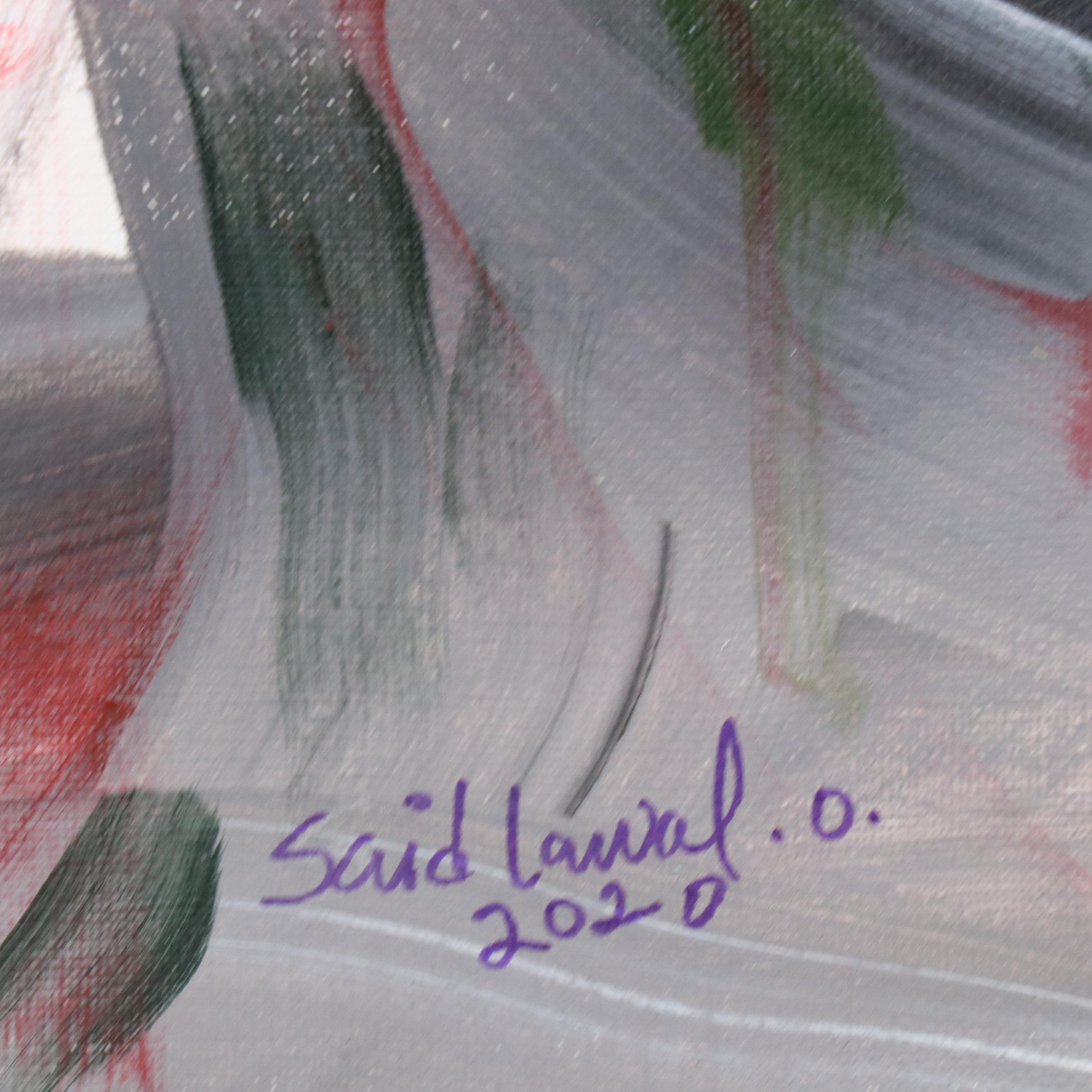 Said Oladejo-lawal Stylized Floral Acrylic Painting, 2020