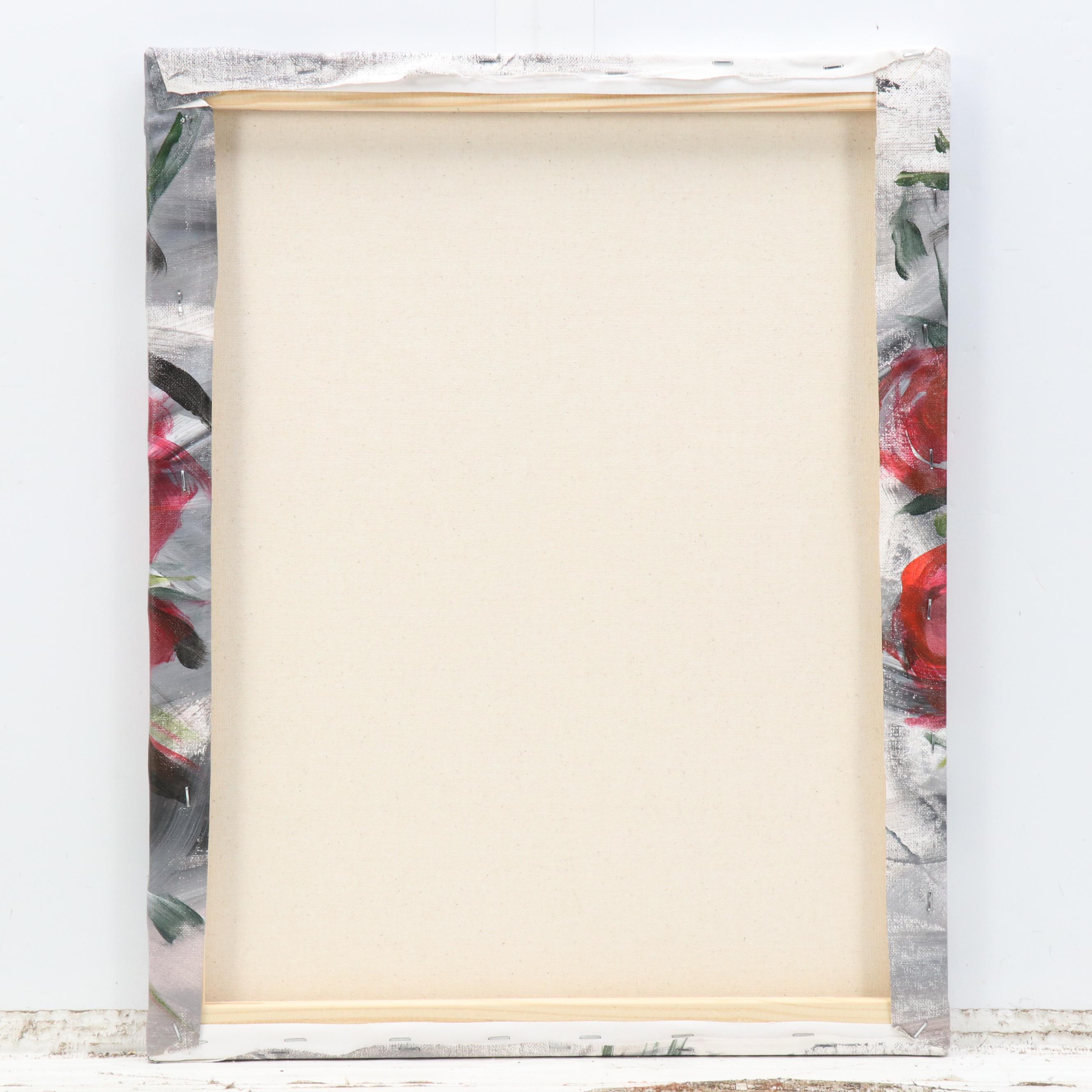 Said Oladejo-lawal Stylized Floral Acrylic Painting, 2020