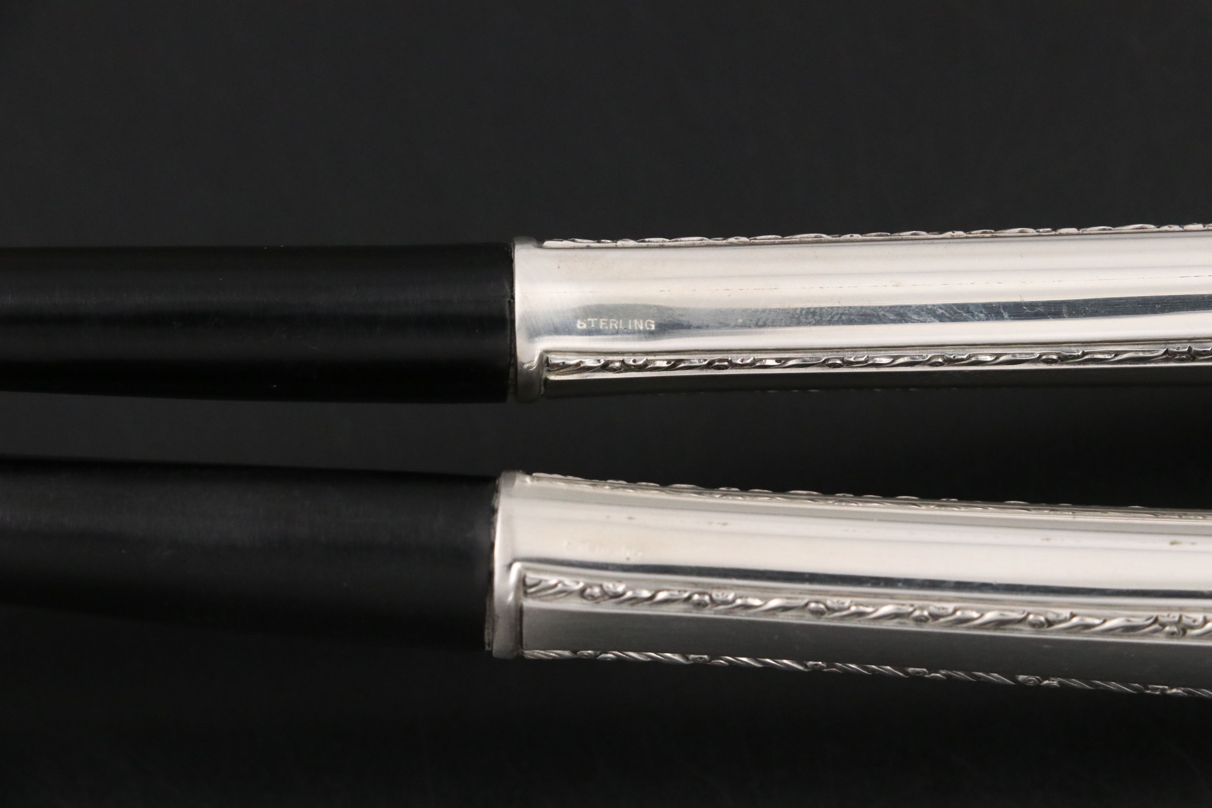 Royal Crest "Wild Flower" Sterling Silver Handle Salad Servers and Dinner Knives