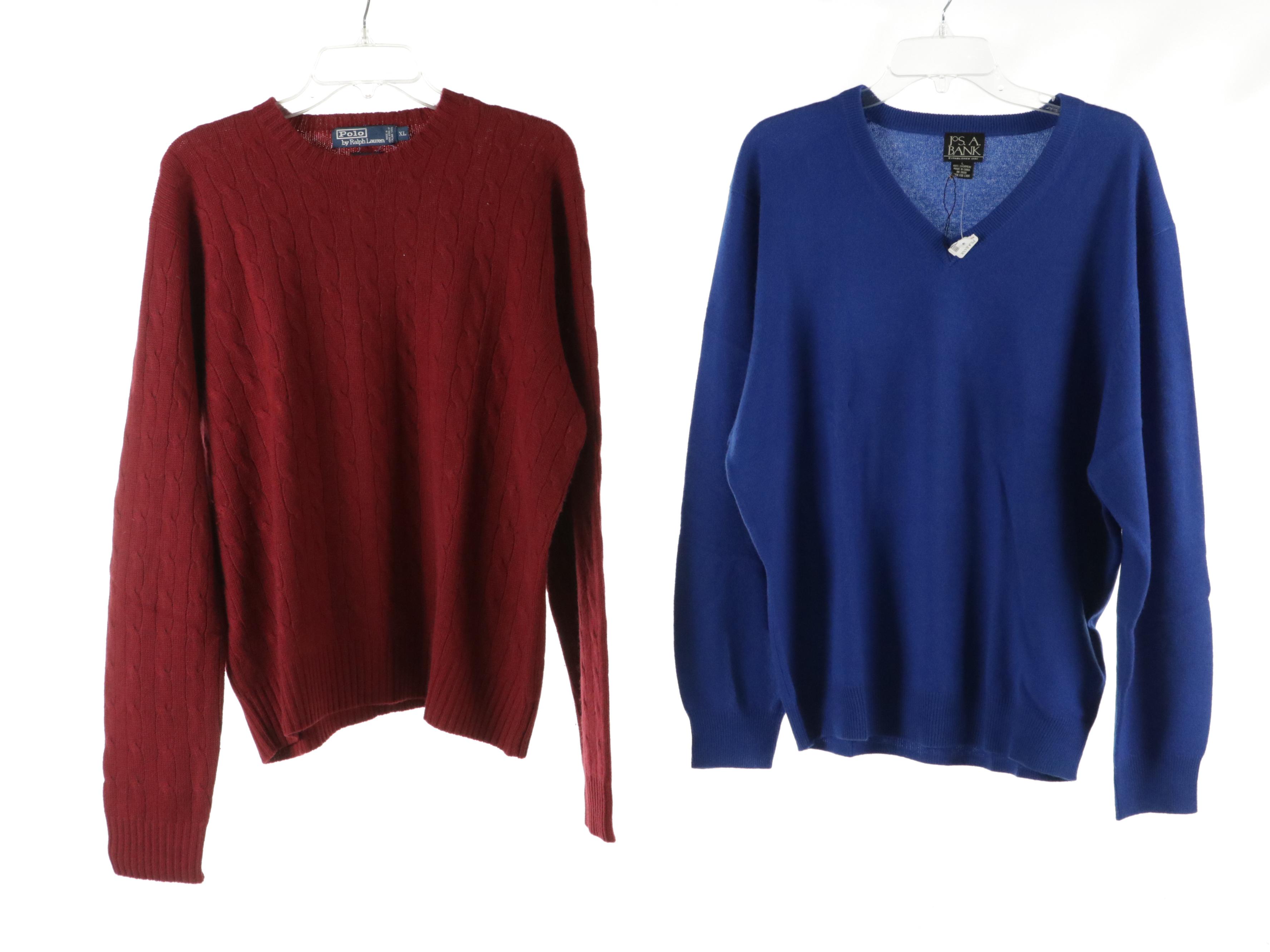 Men's Cashmere Polo By Ralph Lauren, Daniel Cremieux and Jos. A. Bank Sweaters