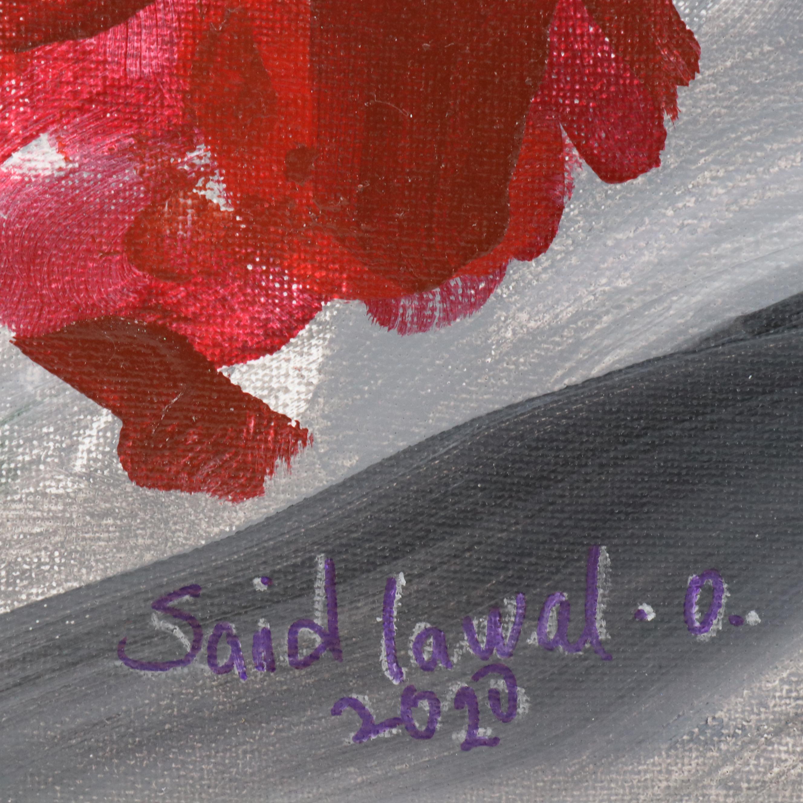 Said Oladejo-lawal Stylized Floral Acrylic Painting, 2020