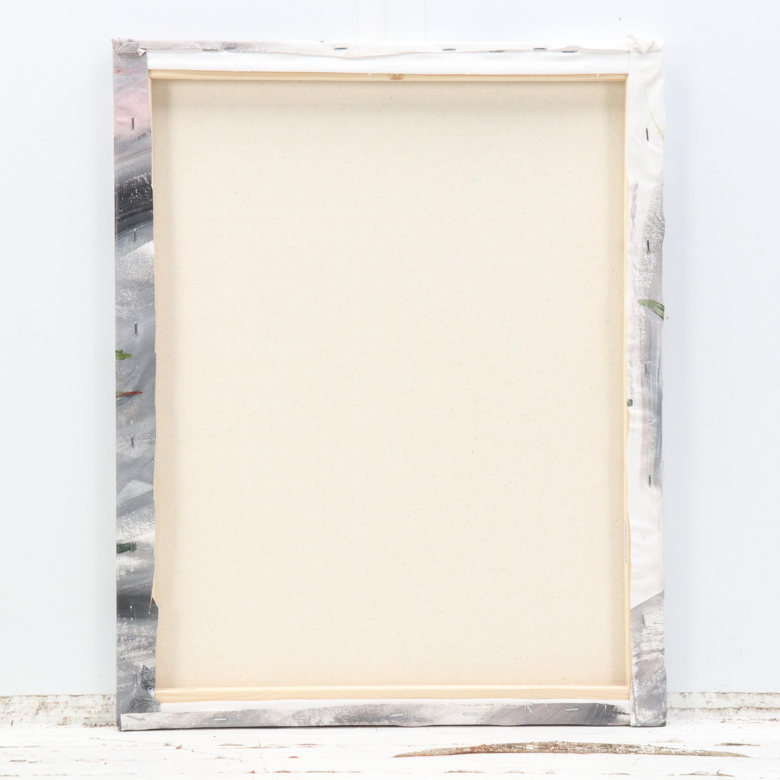 Said Oladejo-lawal Stylized Floral Acrylic Painting, 2020