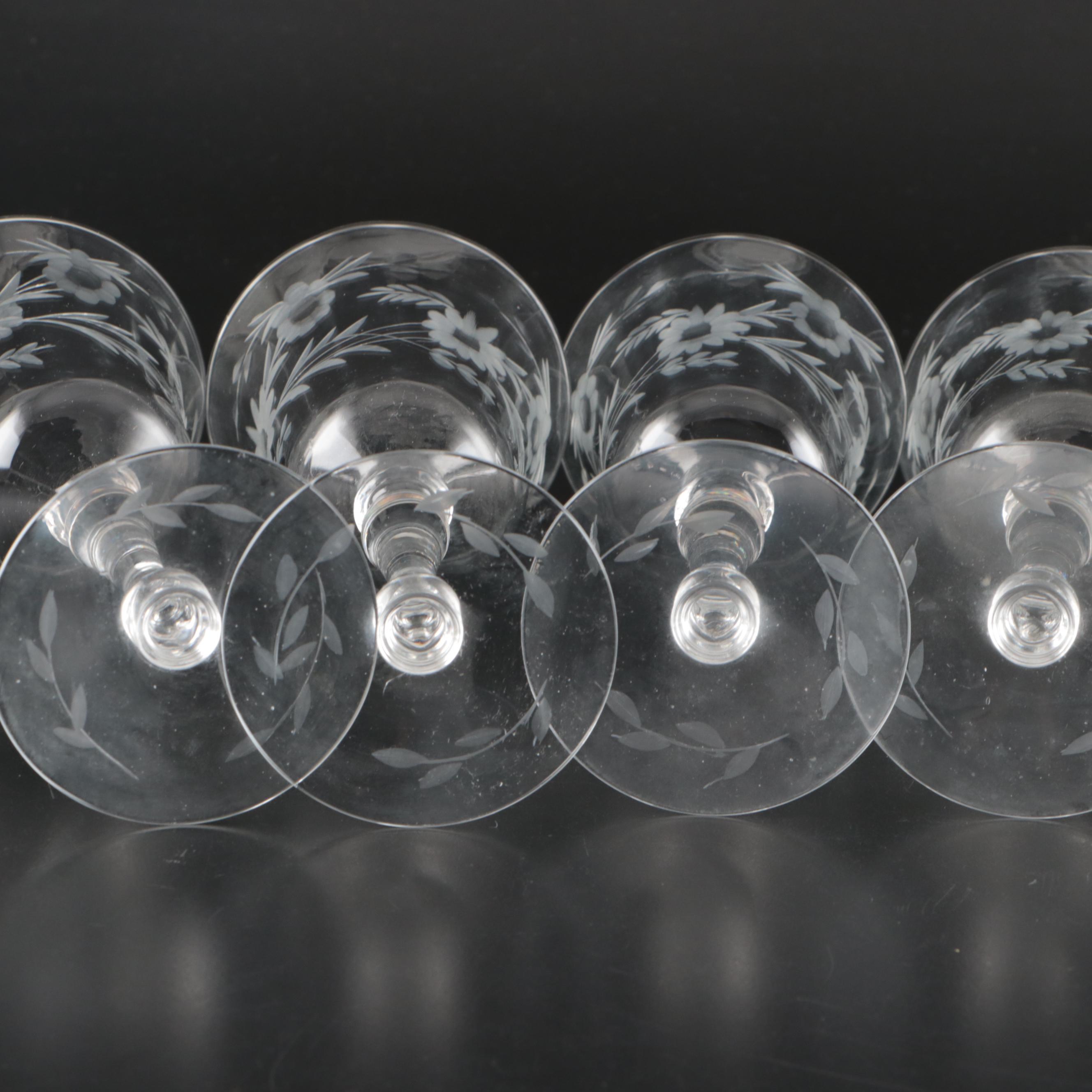 Glastonbury-Lotus Floral Glass Water Goblets