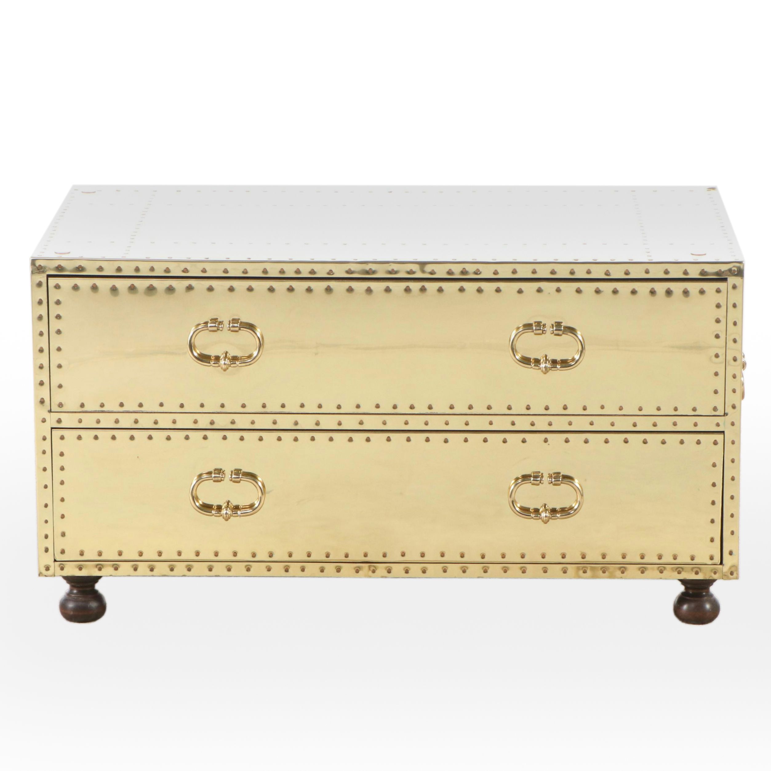 Sarried, Ltd. Brass-Clad Two-Drawer Chest, Late 20th Century