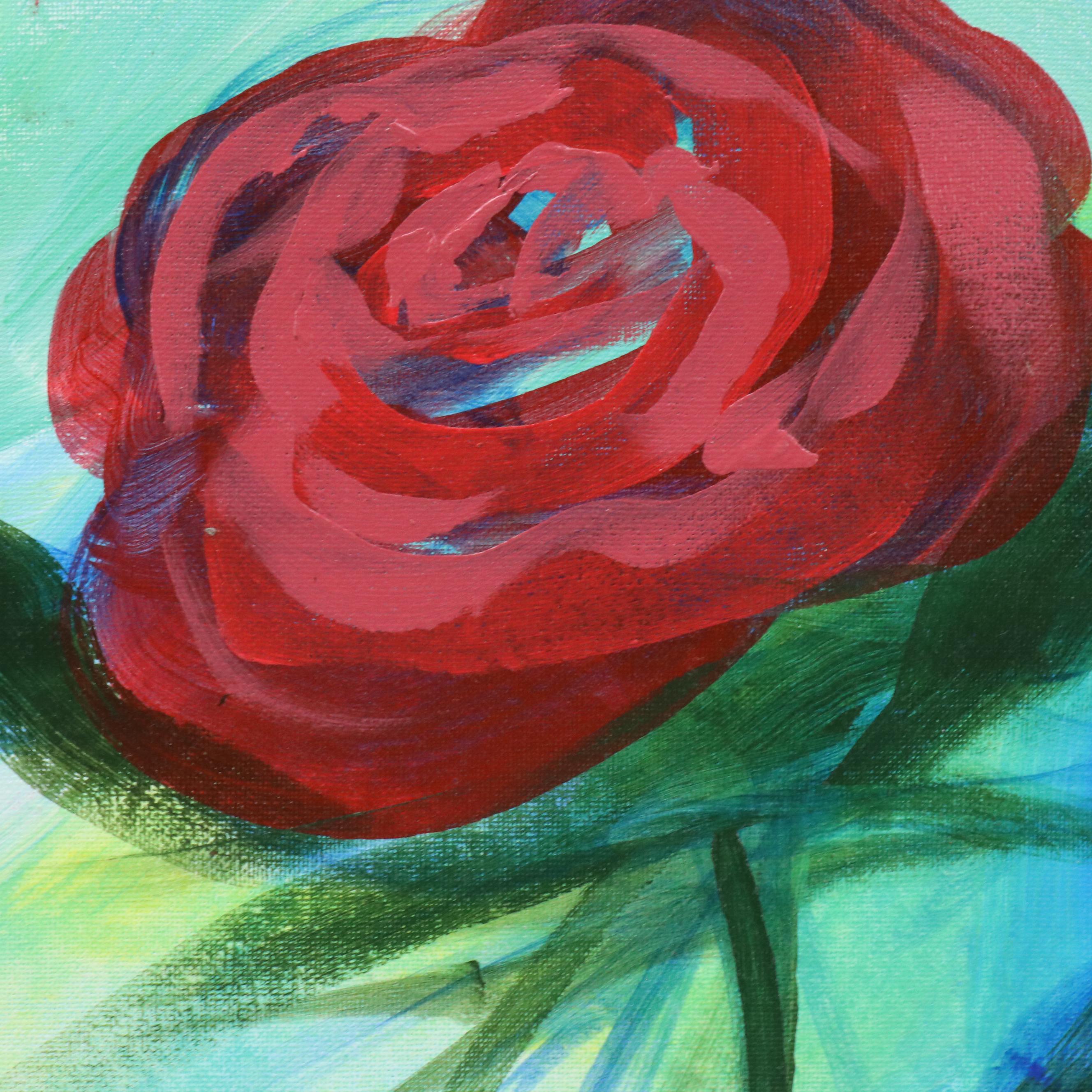 Said Oladejo-lawal Stylized Floral Acrylic Painting, 2020