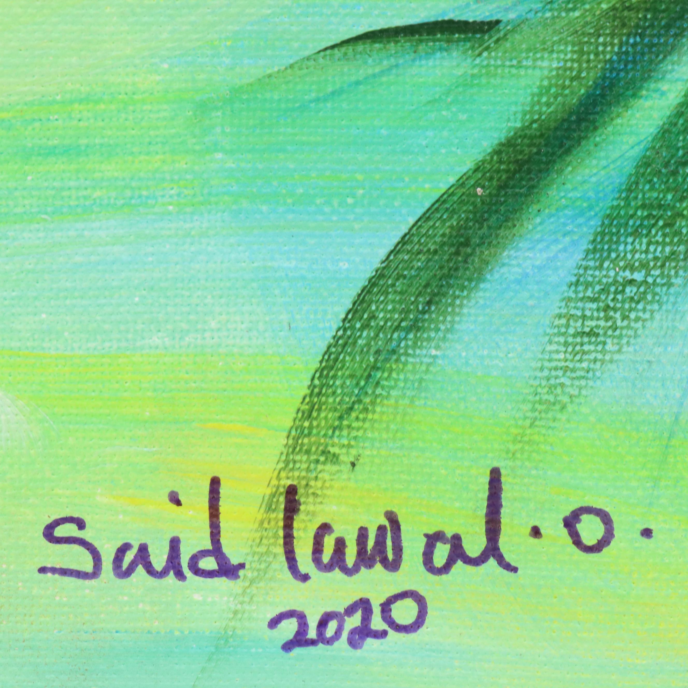 Said Oladejo-lawal Stylized Floral Acrylic Painting, 2020