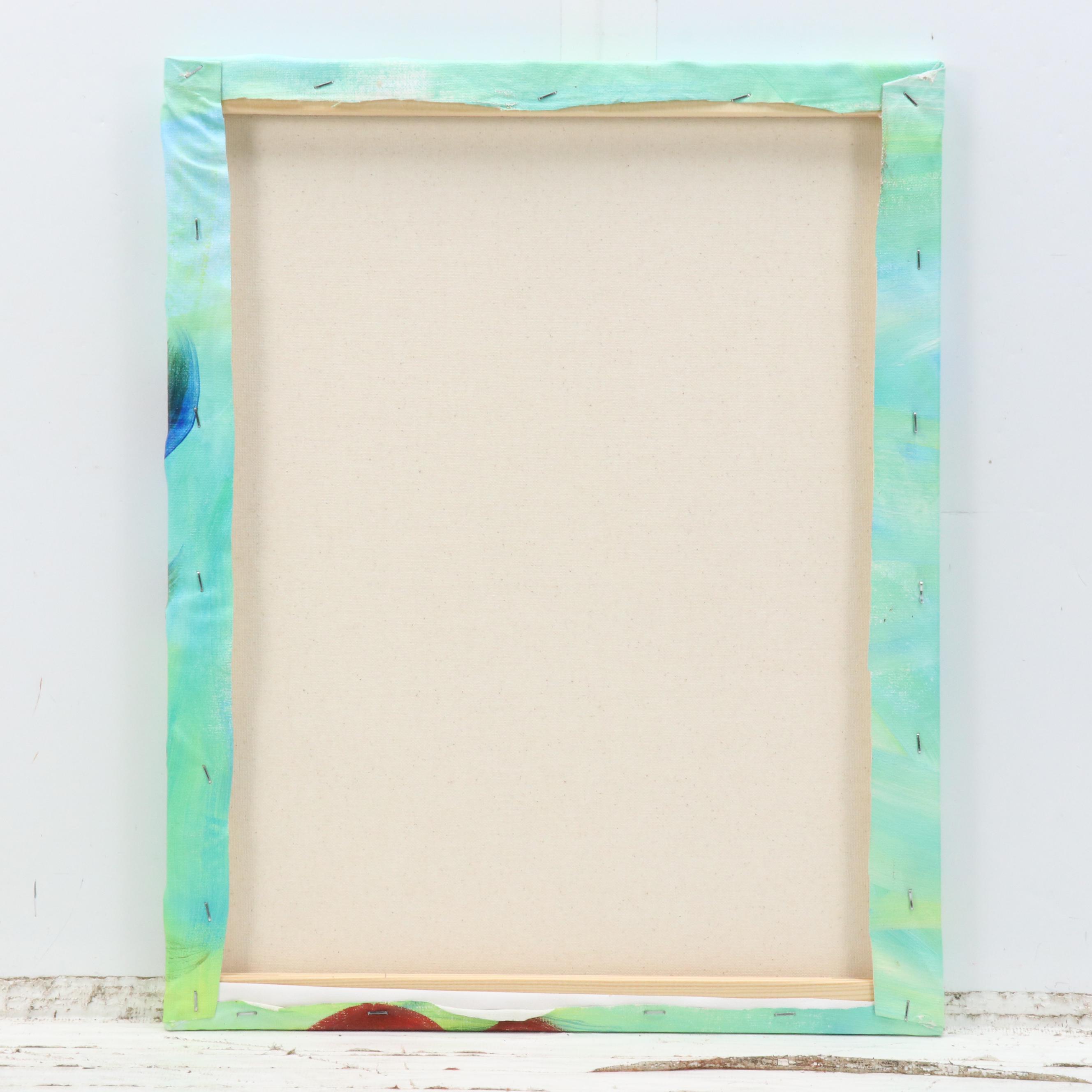 Said Oladejo-lawal Stylized Floral Acrylic Painting, 2020