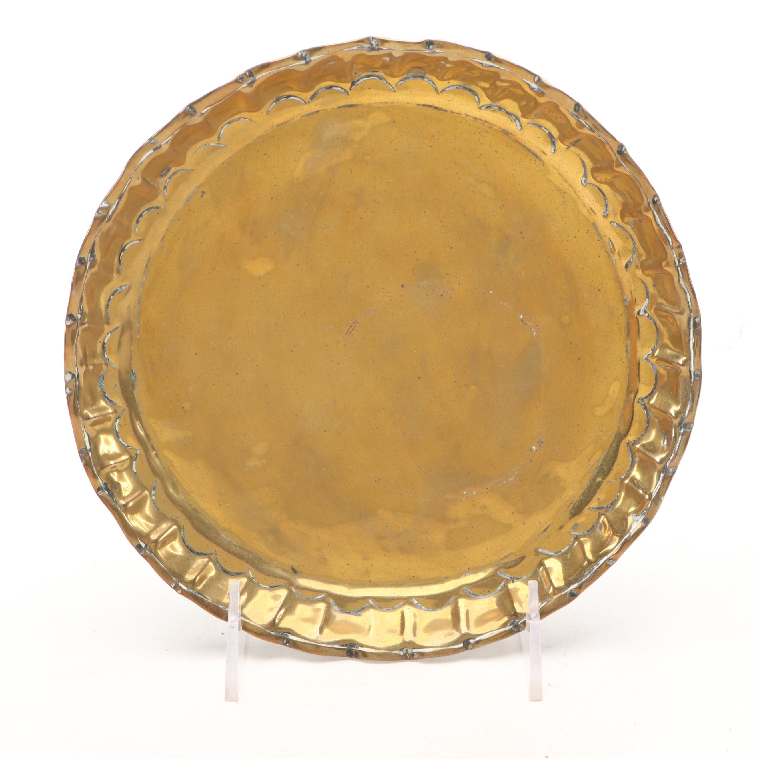 Brass Finish Monteith with Fluted Brass Plate