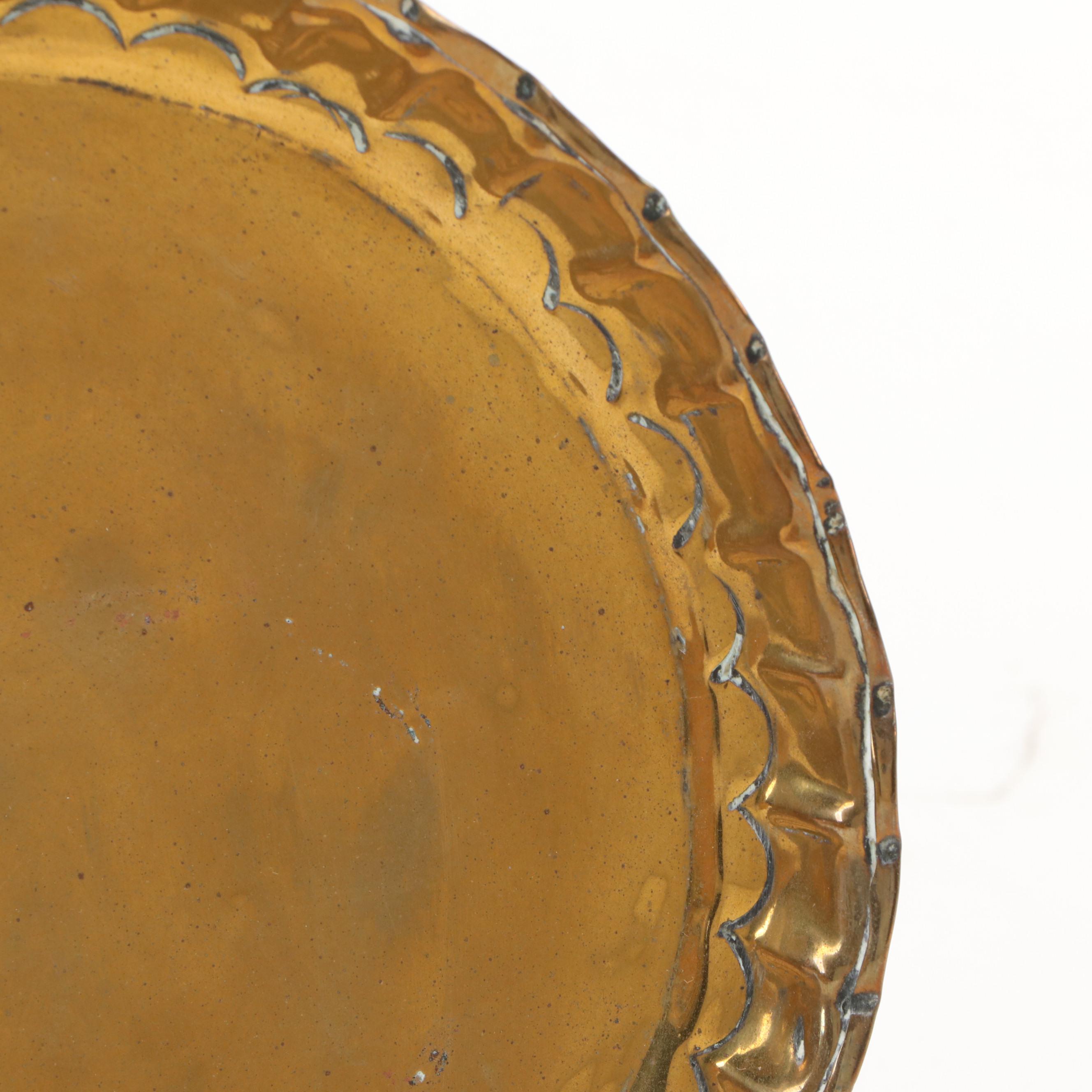 Brass Finish Monteith with Fluted Brass Plate