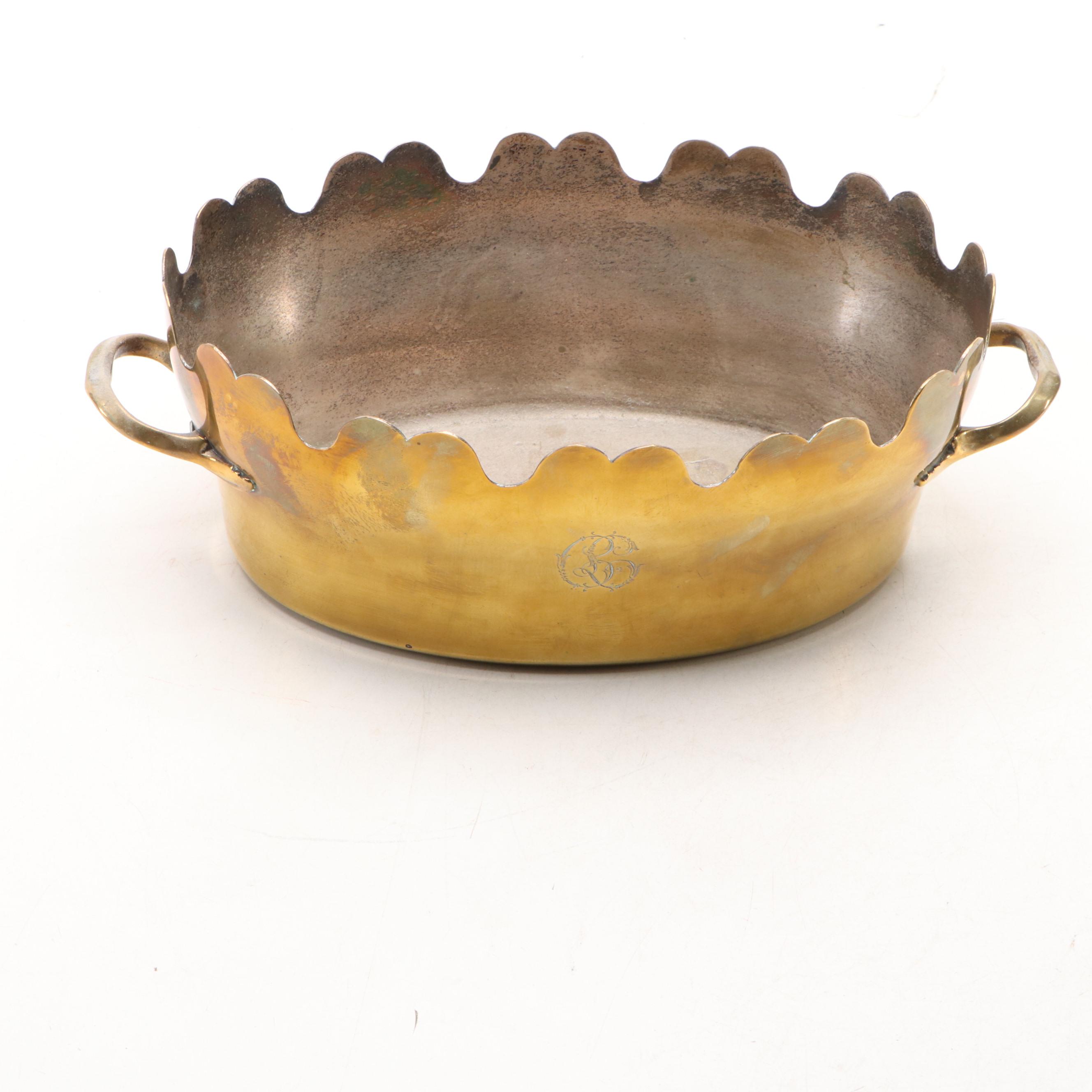 Brass Finish Monteith with Fluted Brass Plate